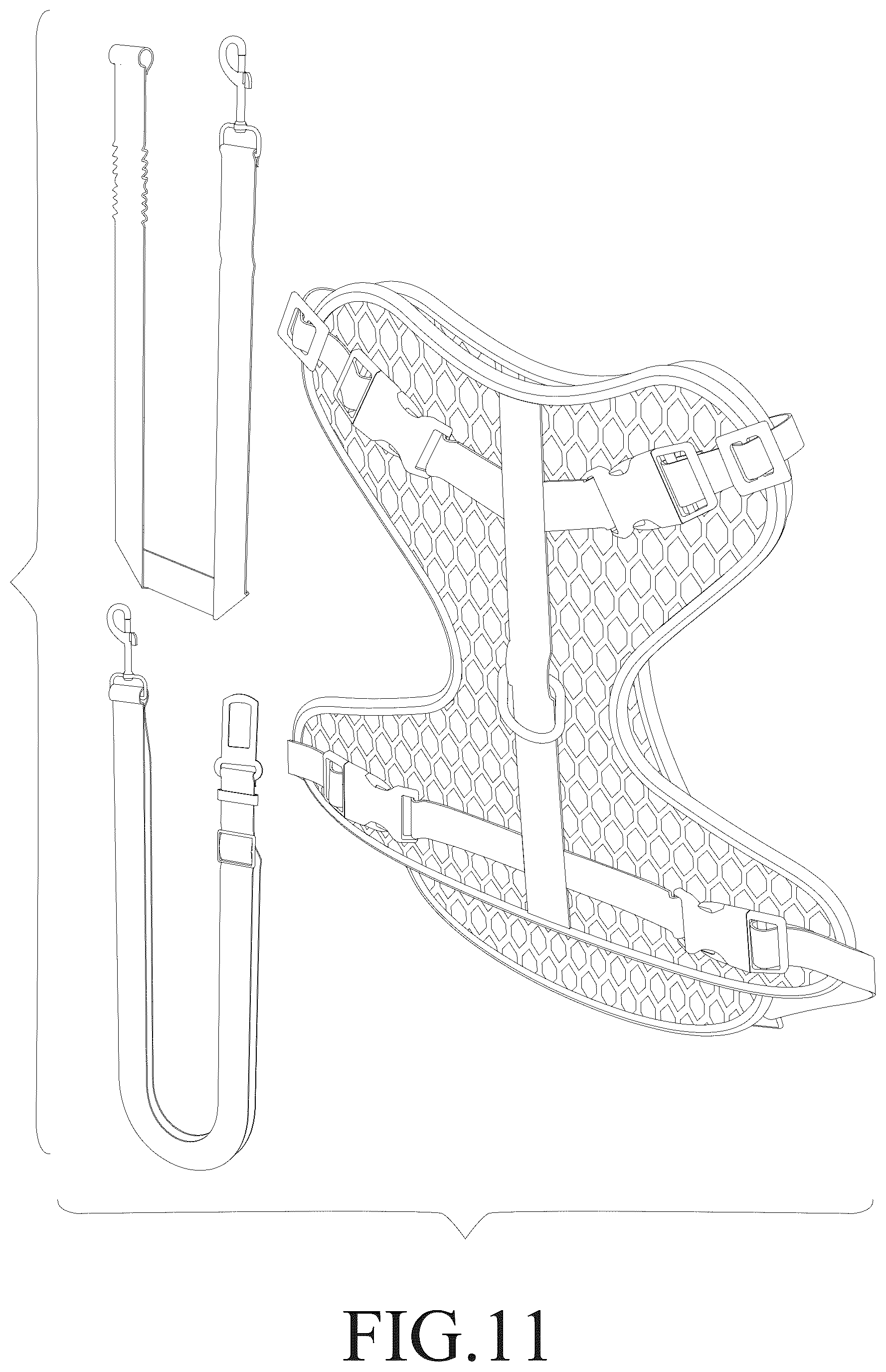 Patent USD1079144 Figure 11 – Combination dog harness and leash