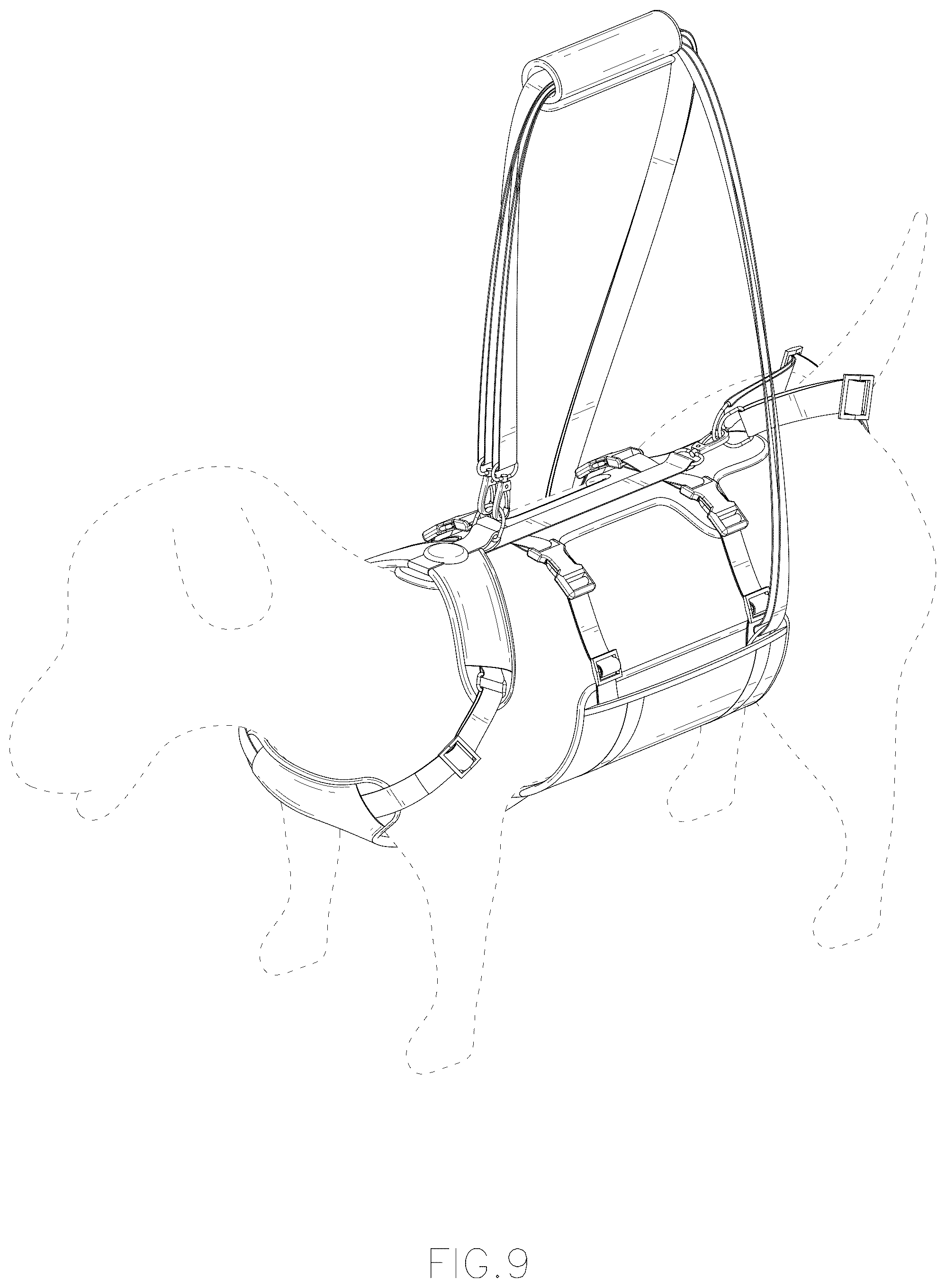 Patent USD1079145 Figure 9 – Lifting harness for dog
