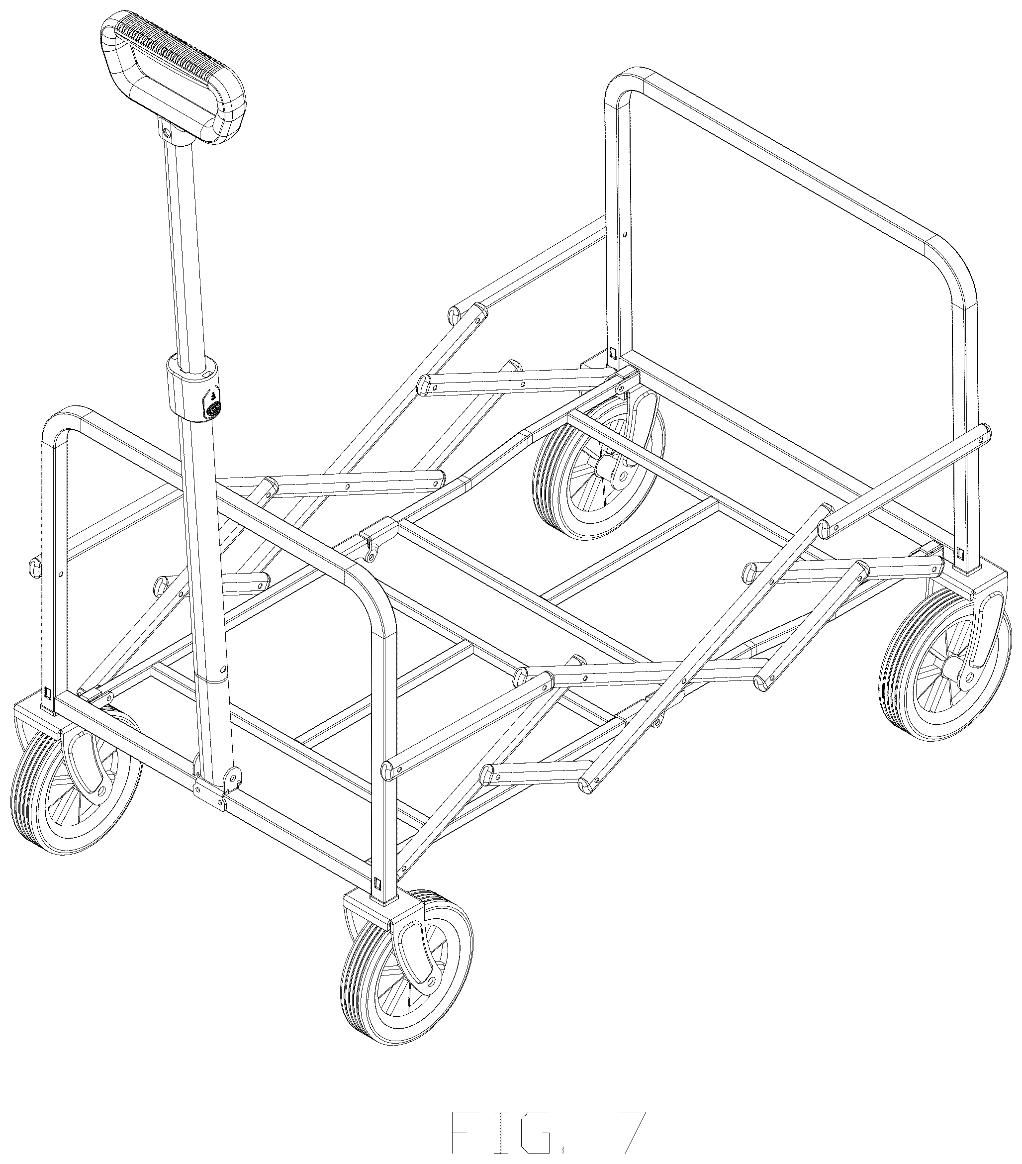 Patent USD1079180 Figure 7 – Frame for a cart
