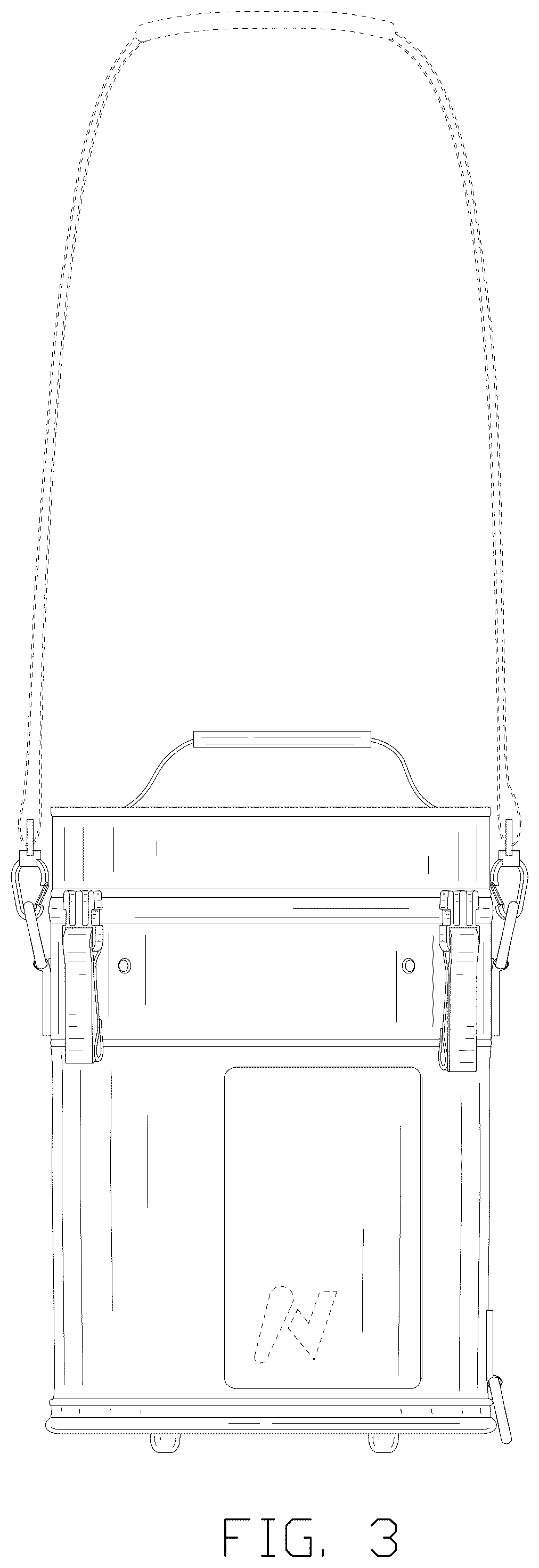 Patent USD1100497 Figure 3 – Tennis ball launch bag