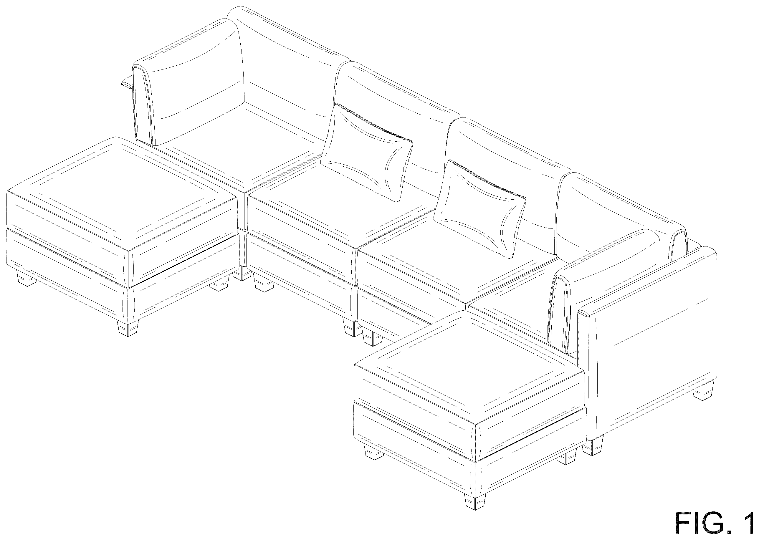Patent USD1100522 Figure 1 – Sectional sofa