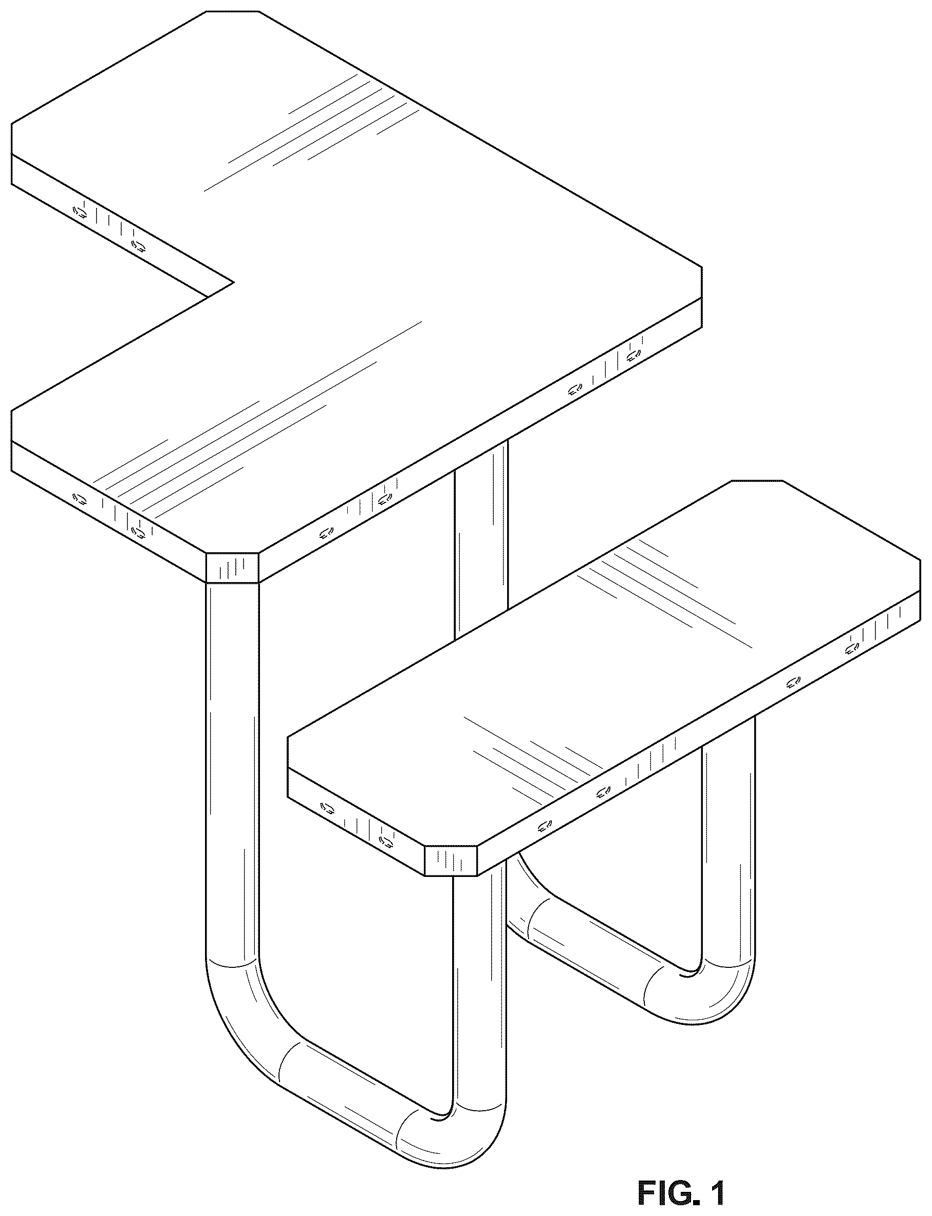 Patent USD1100525 Figure 1 – Table with attached seat