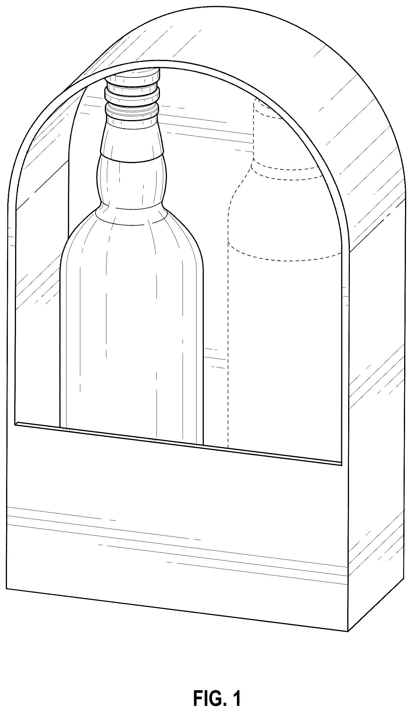 Patent USD1100650 Figure 1 – Bottle package with bottle