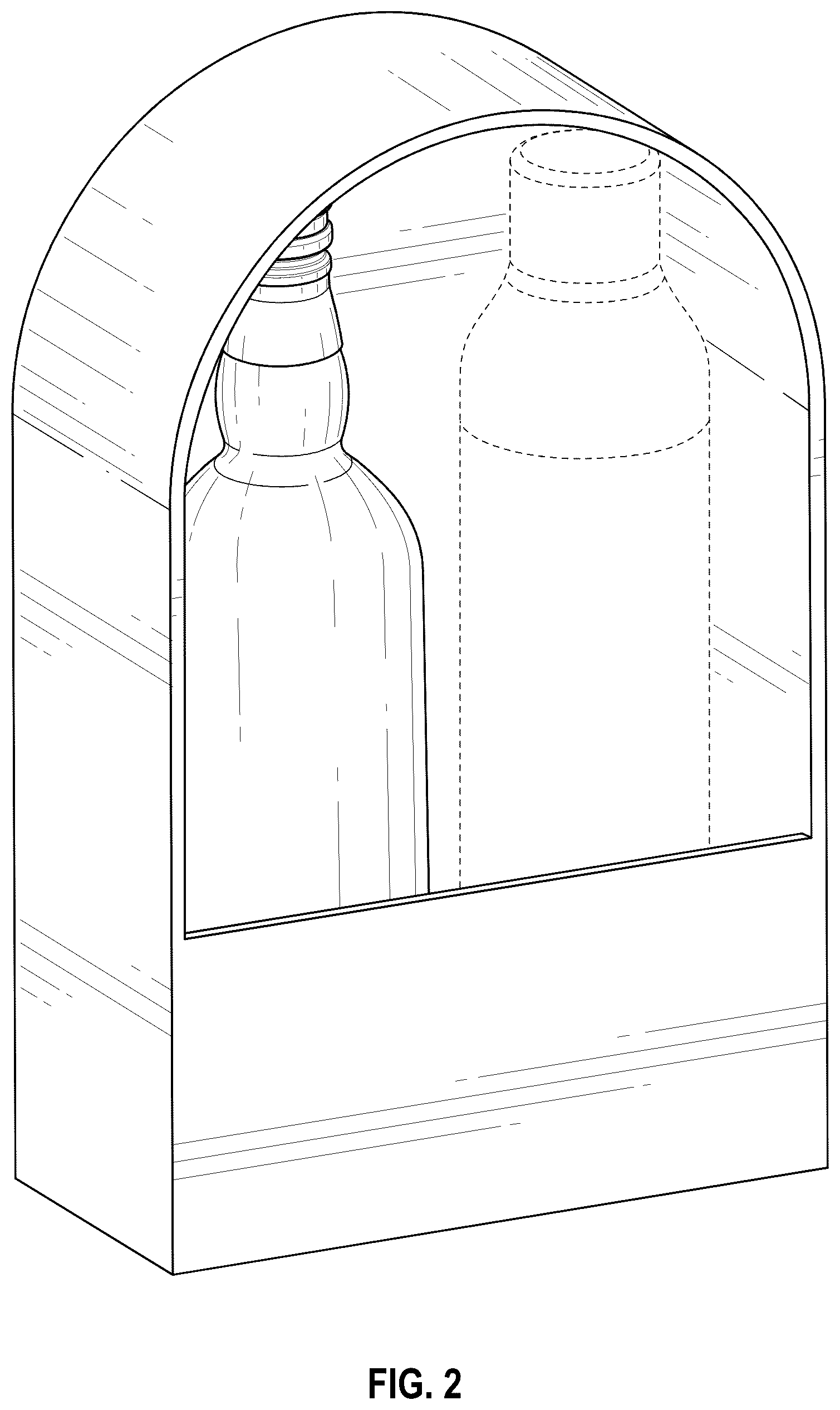 Patent USD1100650 Figure 2 – Bottle package with bottle