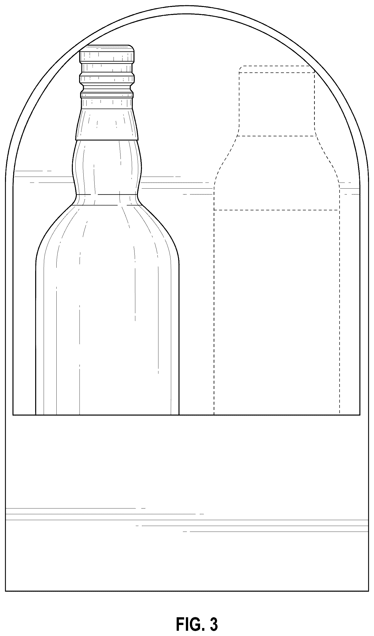 Patent USD1100650 Figure 3 – Bottle package with bottle