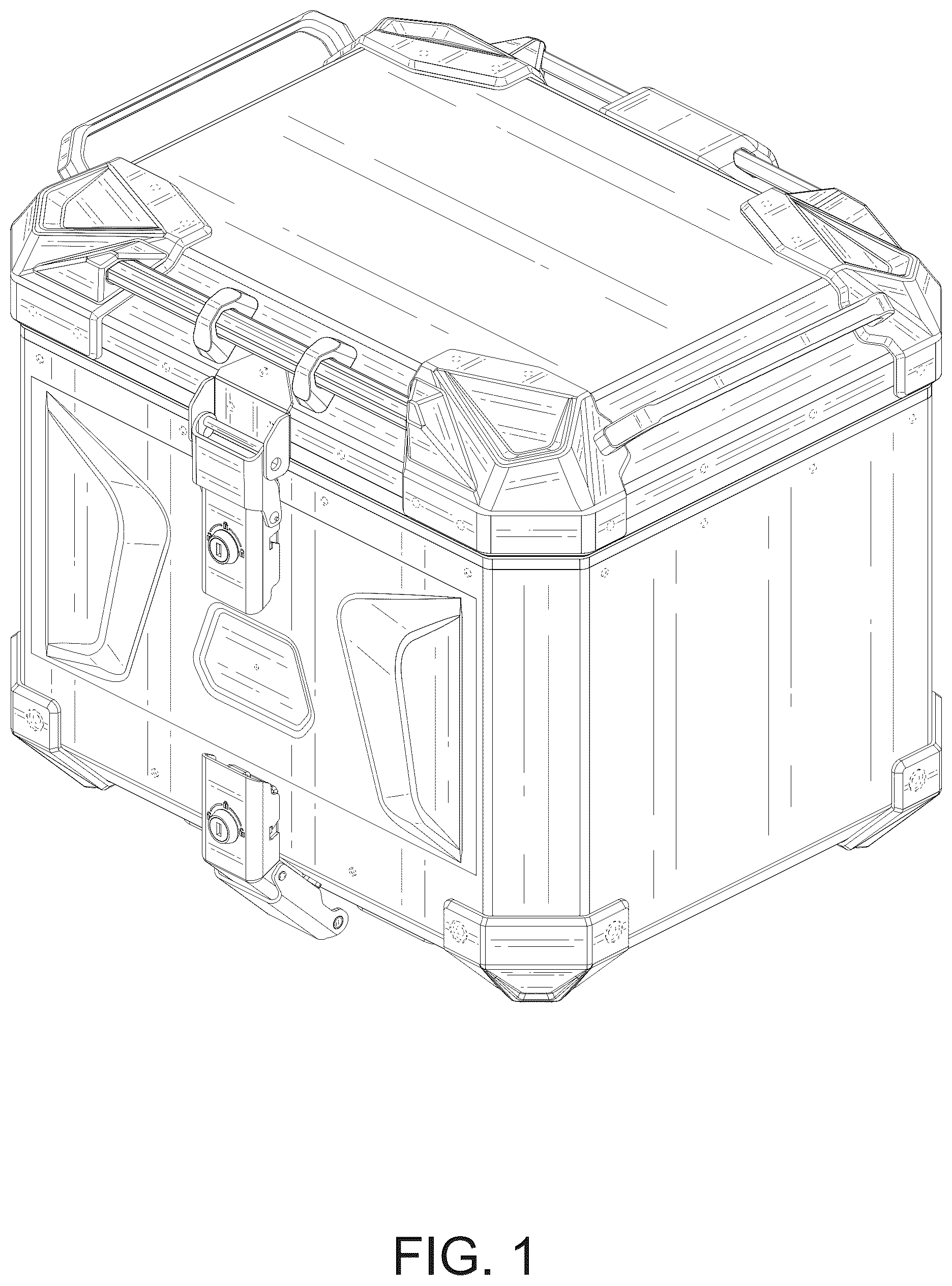 Patent USD1100798 Figure 1 – Motorcycle trunk