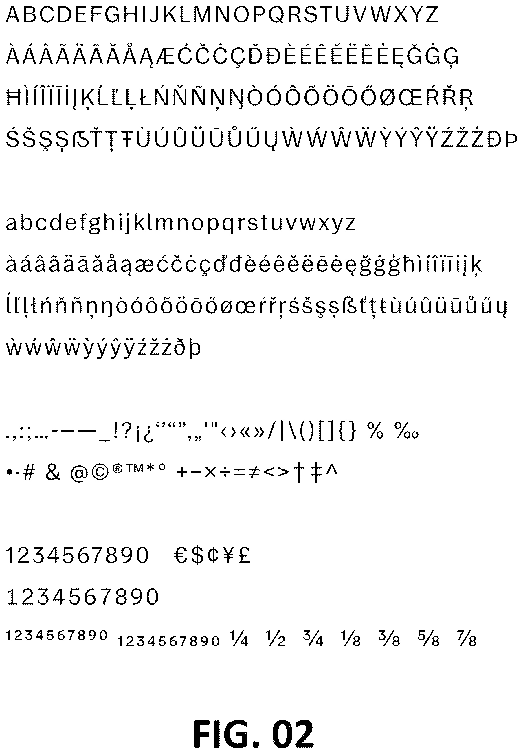 Patent USD1101029 Figure 2 – Typeface or type font