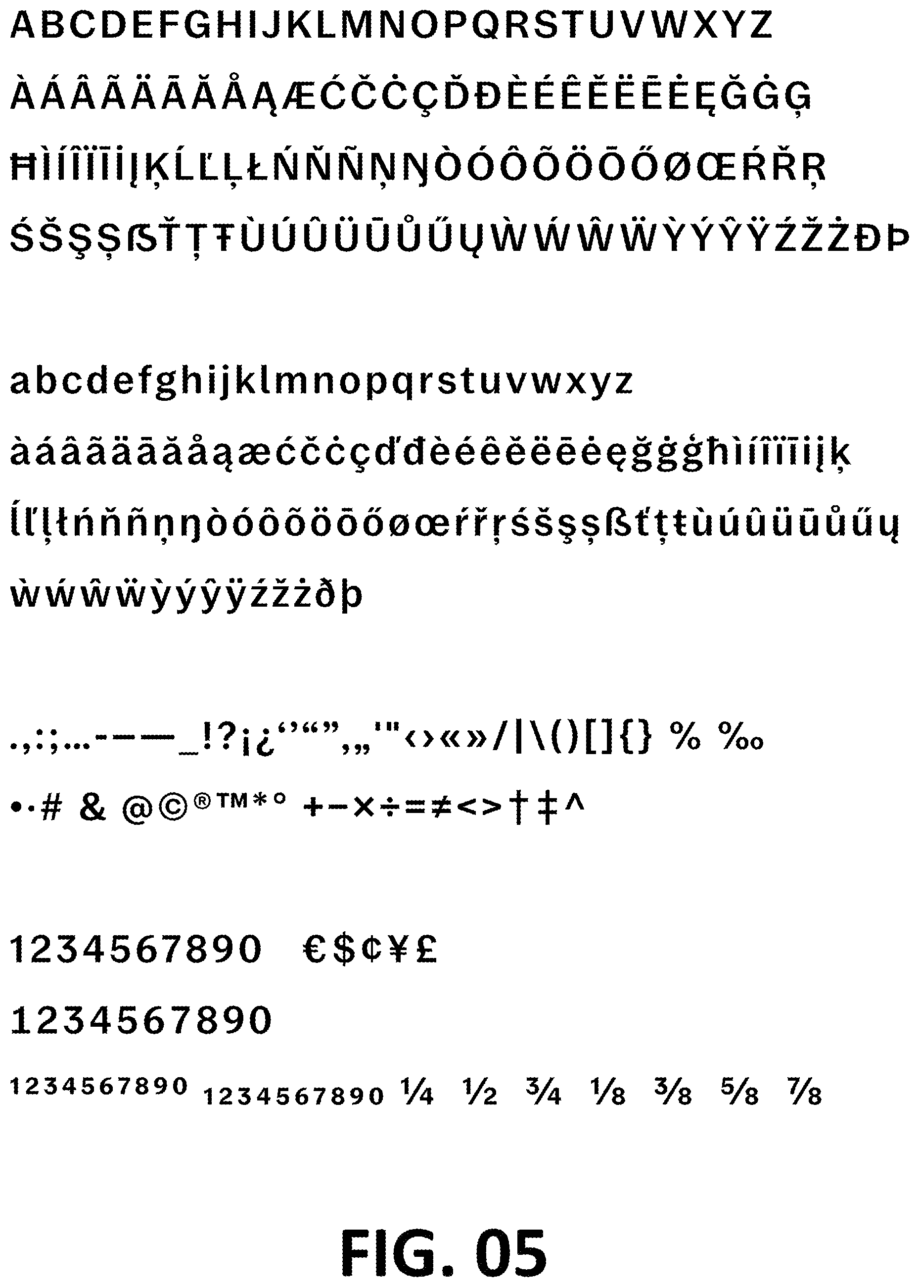 Patent USD1101029 Figure 5 – Typeface or type font