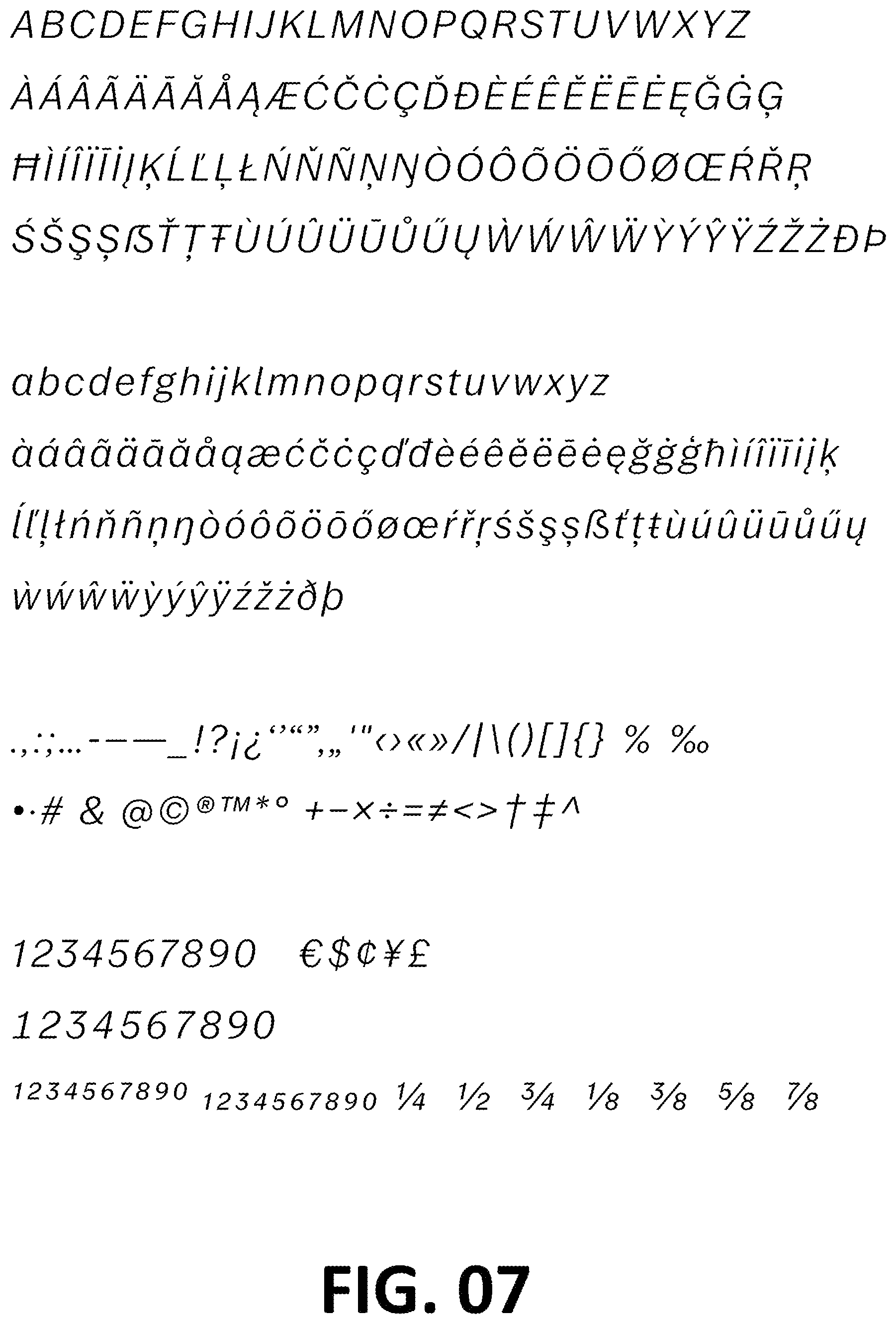 Patent USD1101029 Figure 7 – Typeface or type font
