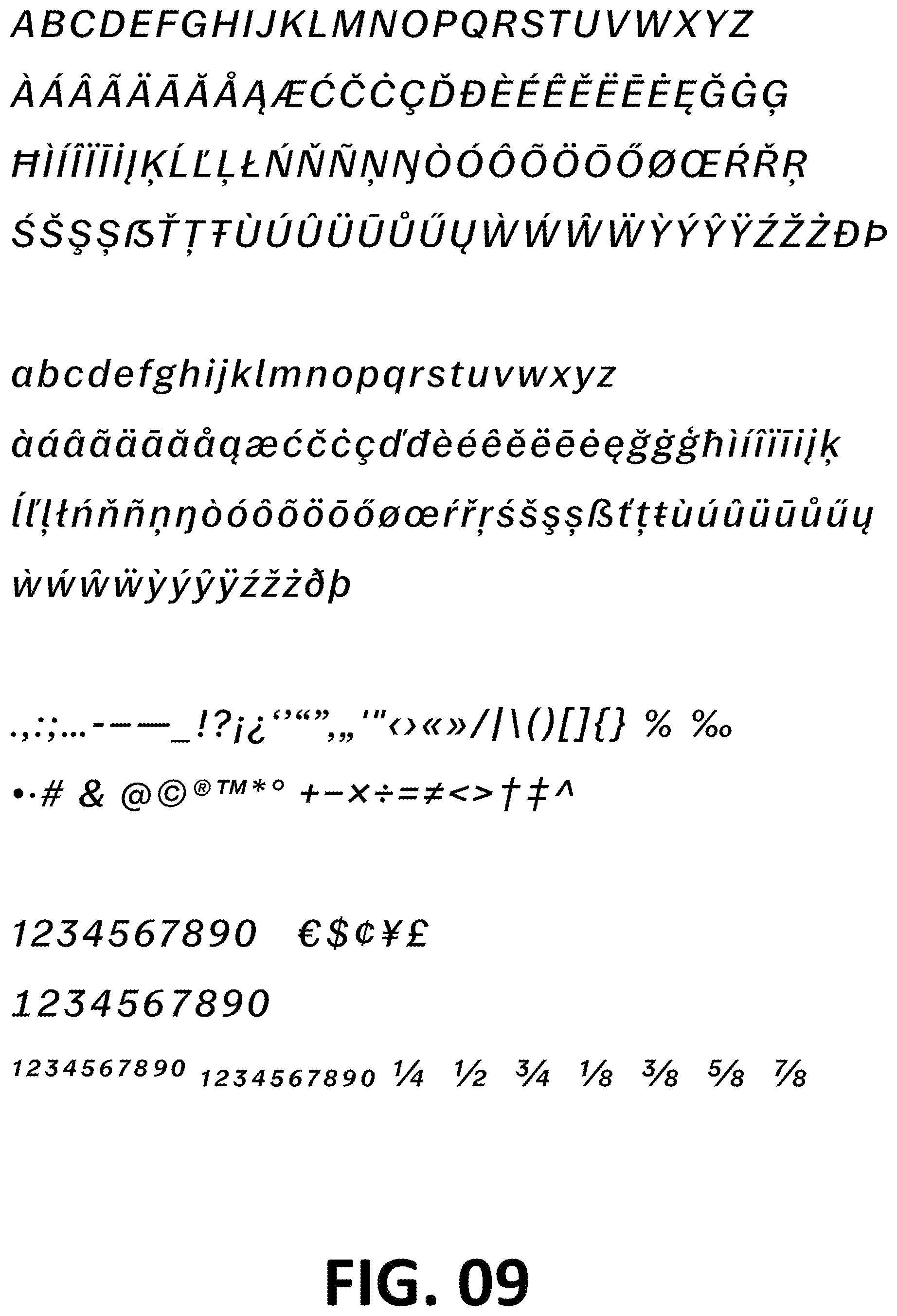 Patent USD1101029 Figure 9 – Typeface or type font