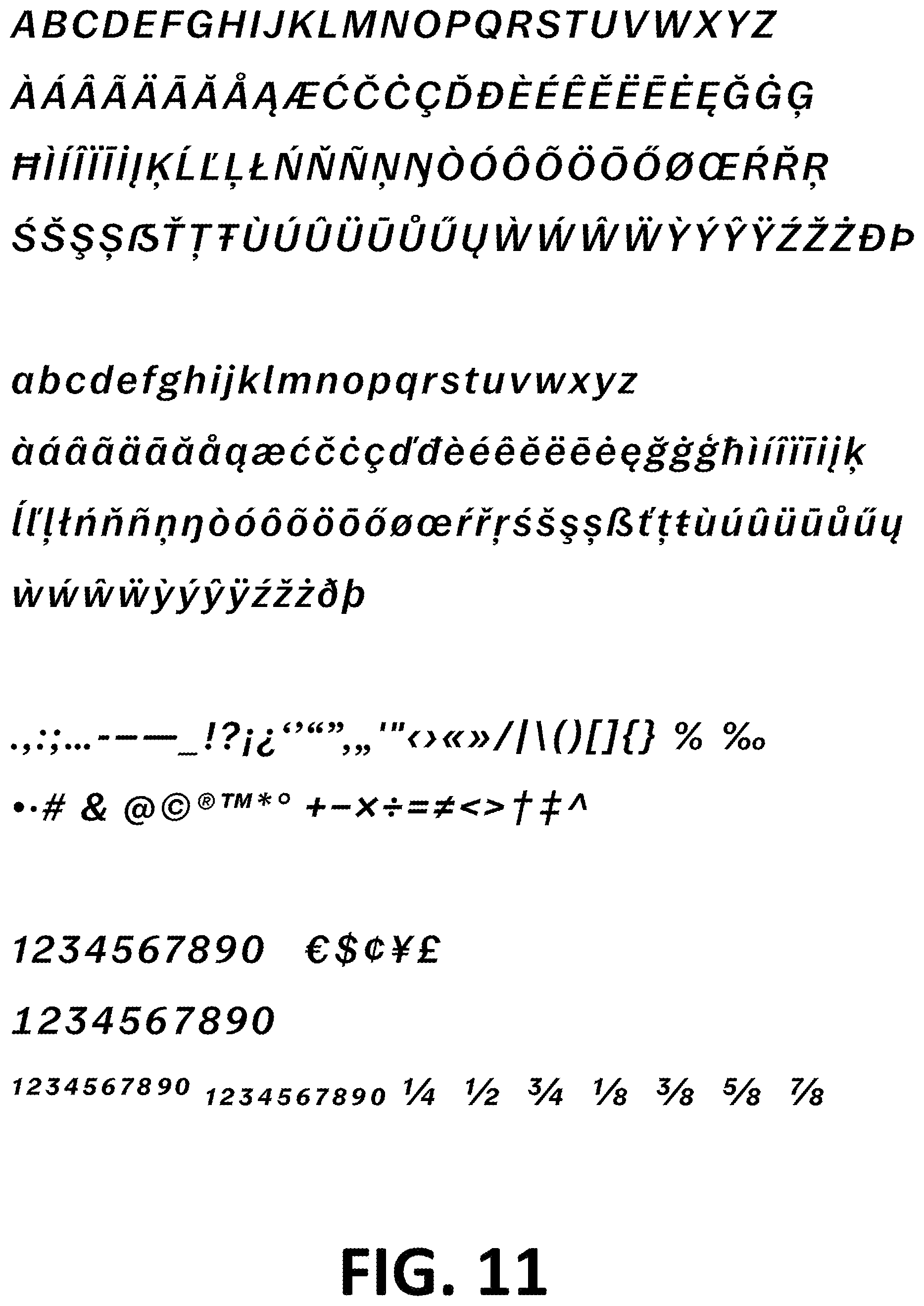Patent USD1101029 Figure 11 – Typeface or type font