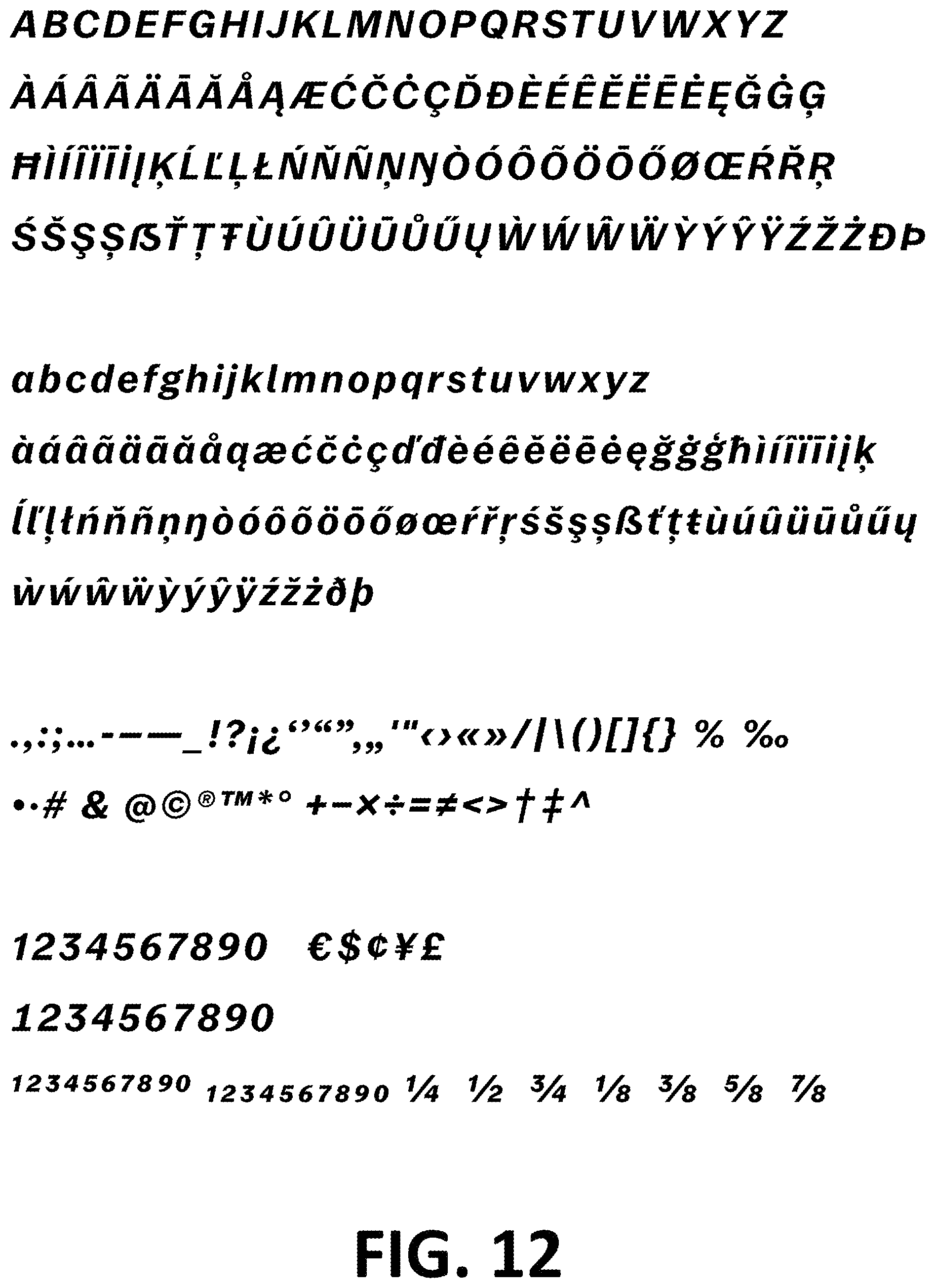 Patent USD1101029 Figure 12 – Typeface or type font