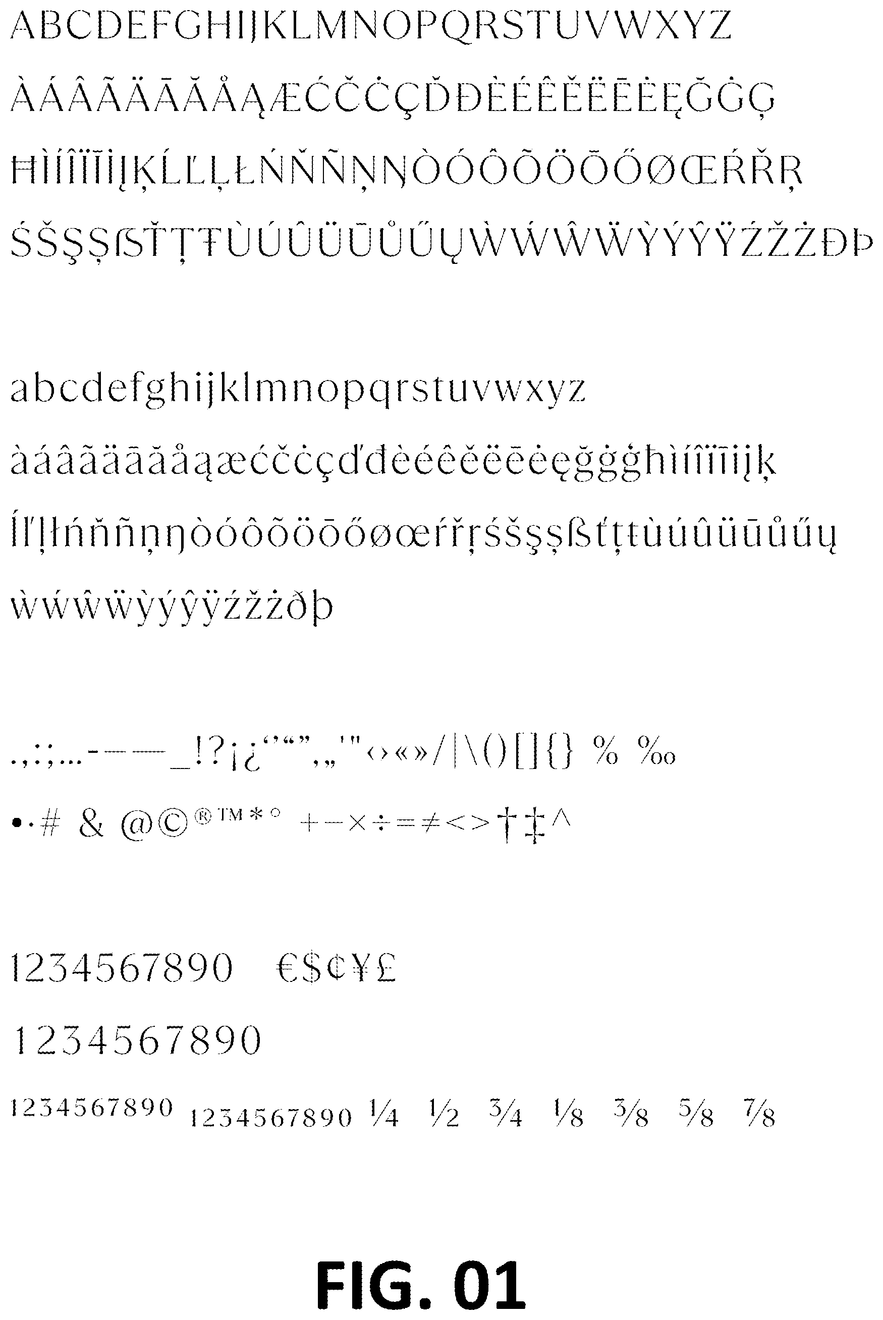 Patent USD1101030 Figure 1 – Typeface or type font