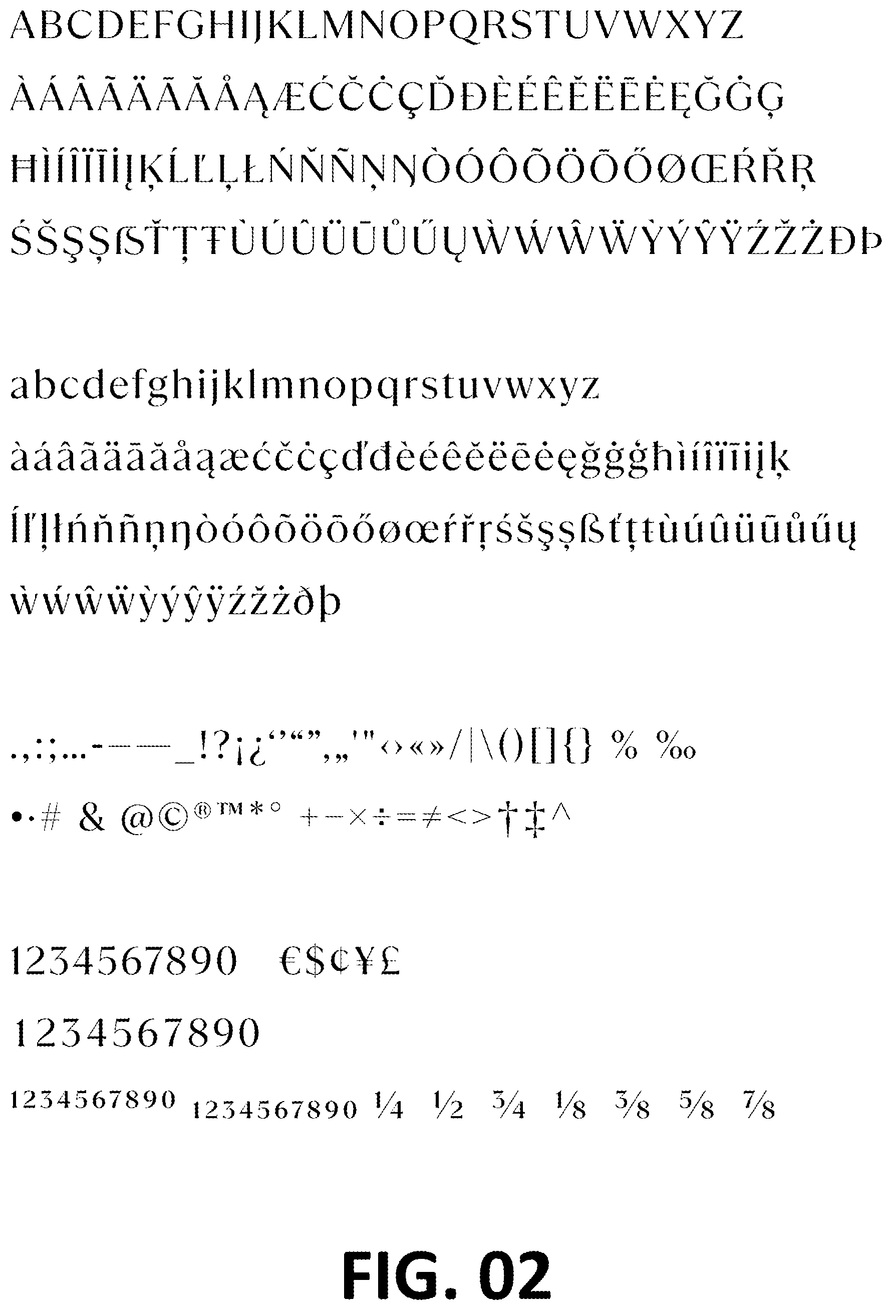 Patent USD1101030 Figure 2 – Typeface or type font