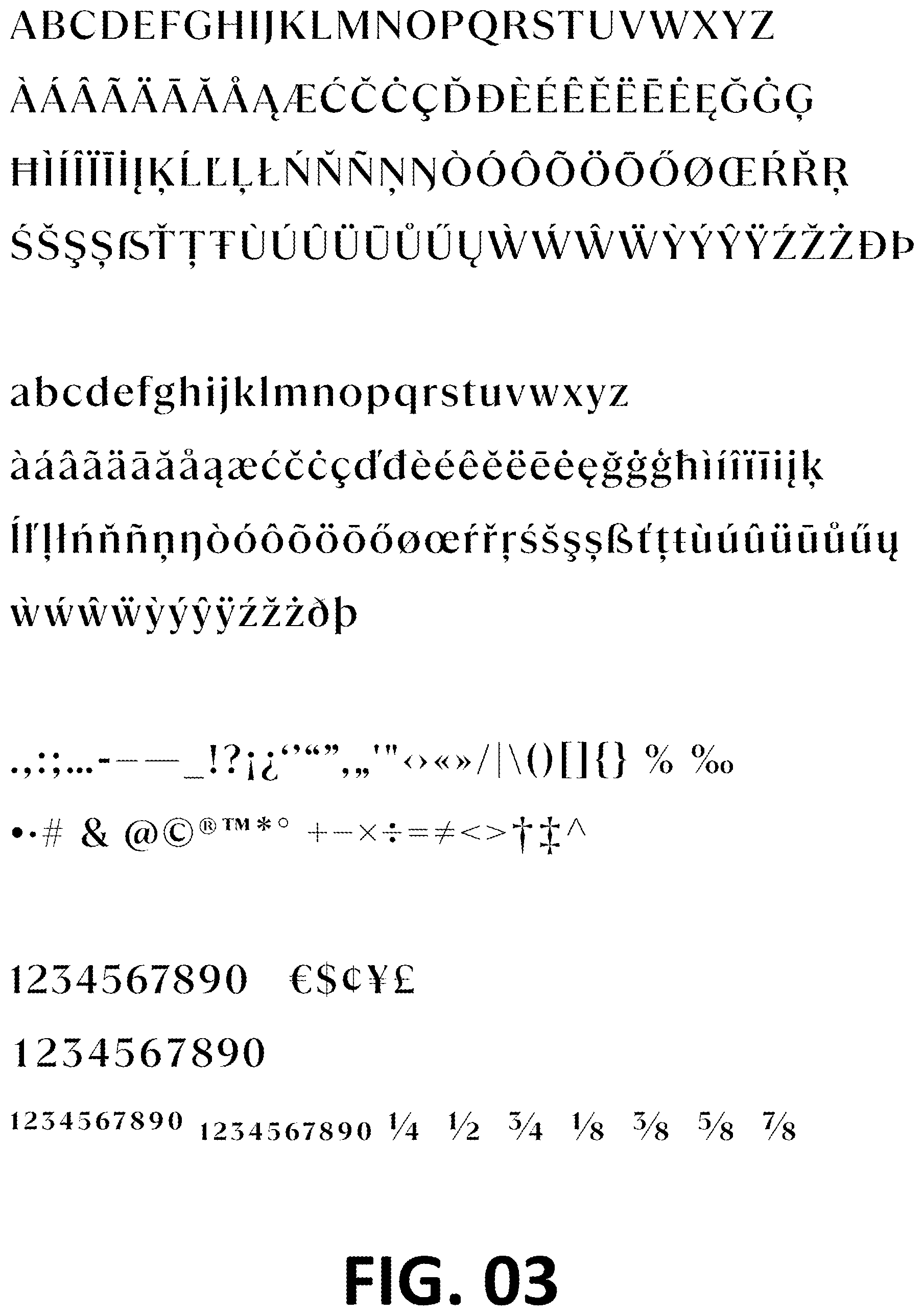 Patent USD1101030 Figure 3 – Typeface or type font