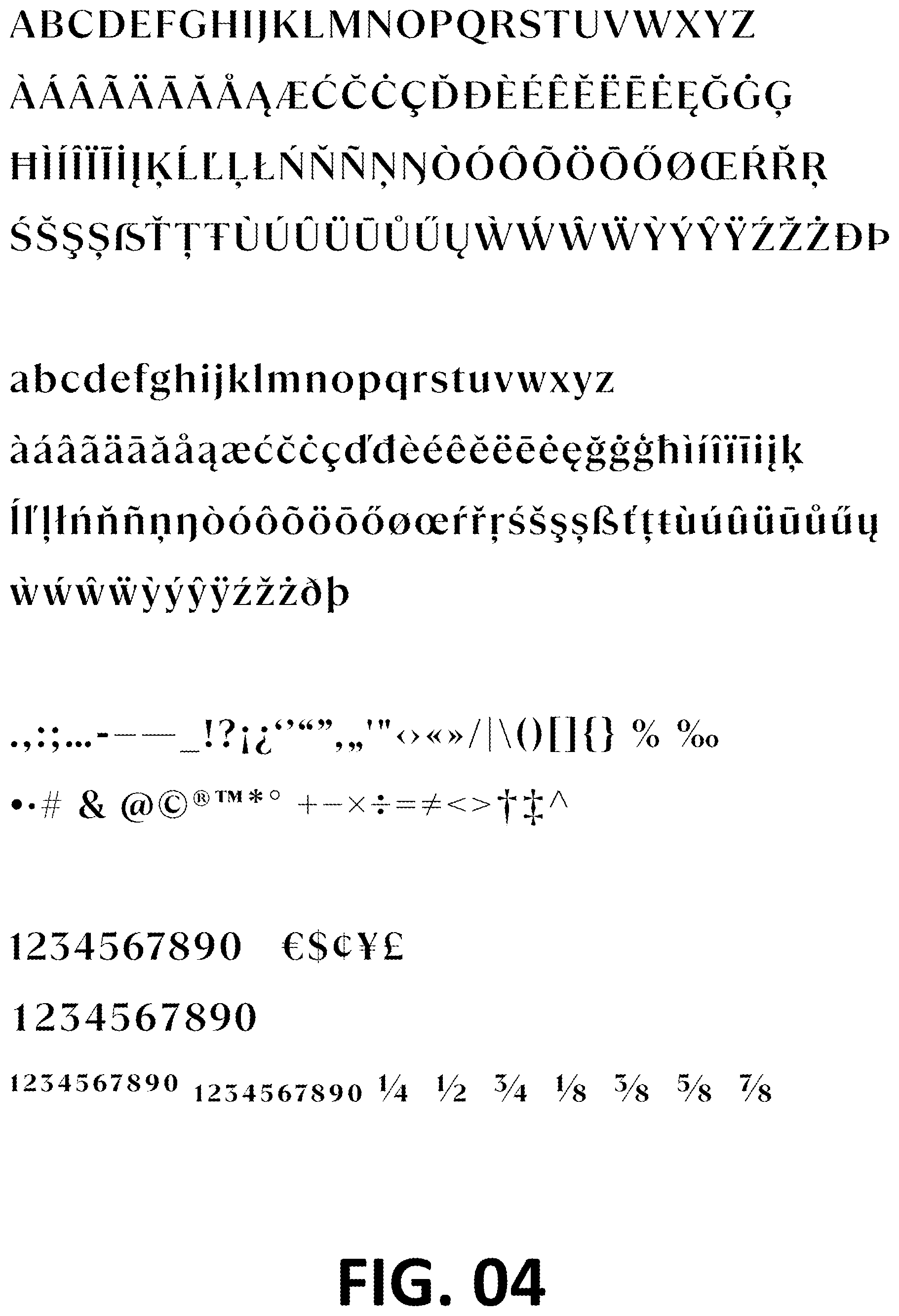 Patent USD1101030 Figure 4 – Typeface or type font