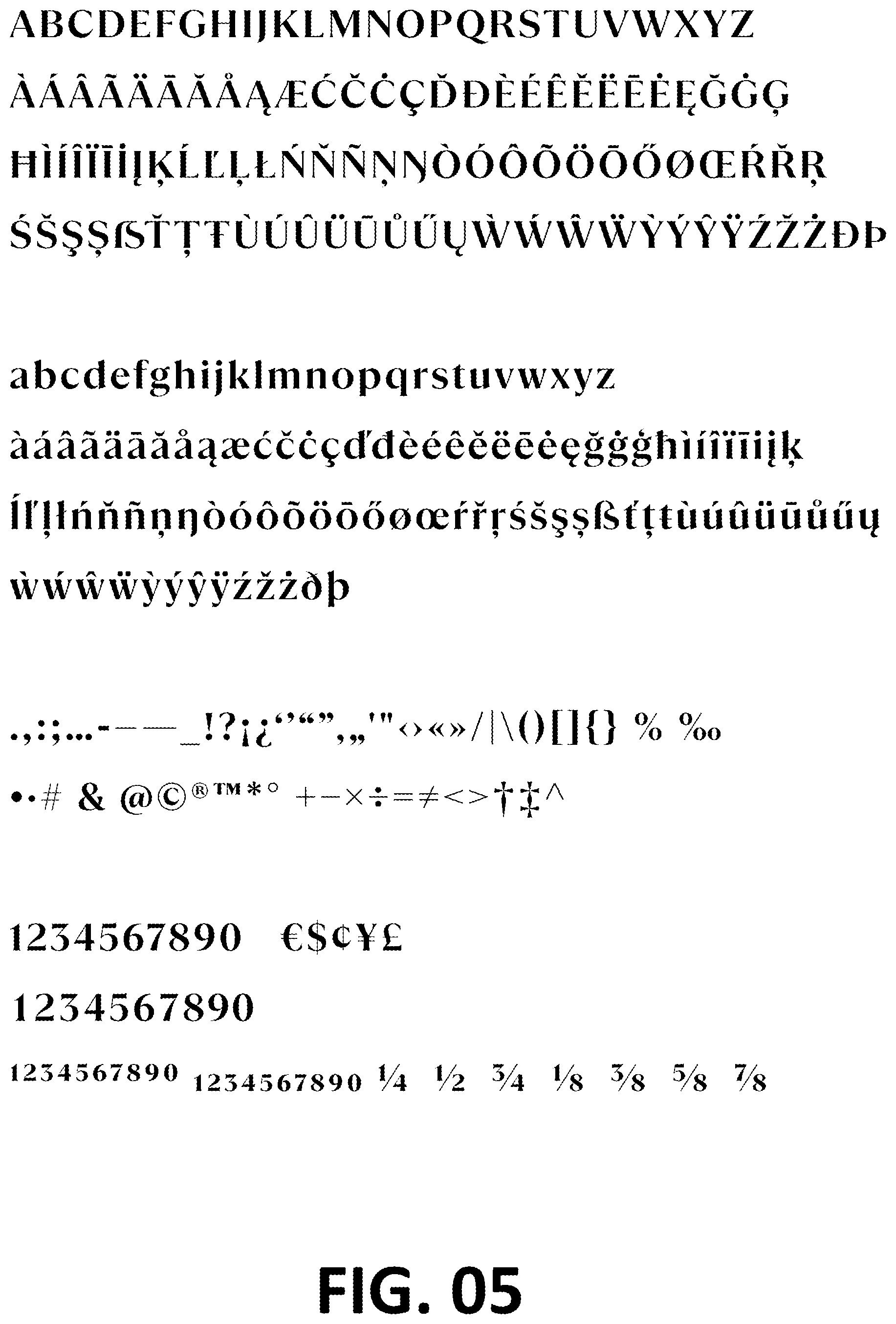 Patent USD1101030 Figure 5 – Typeface or type font