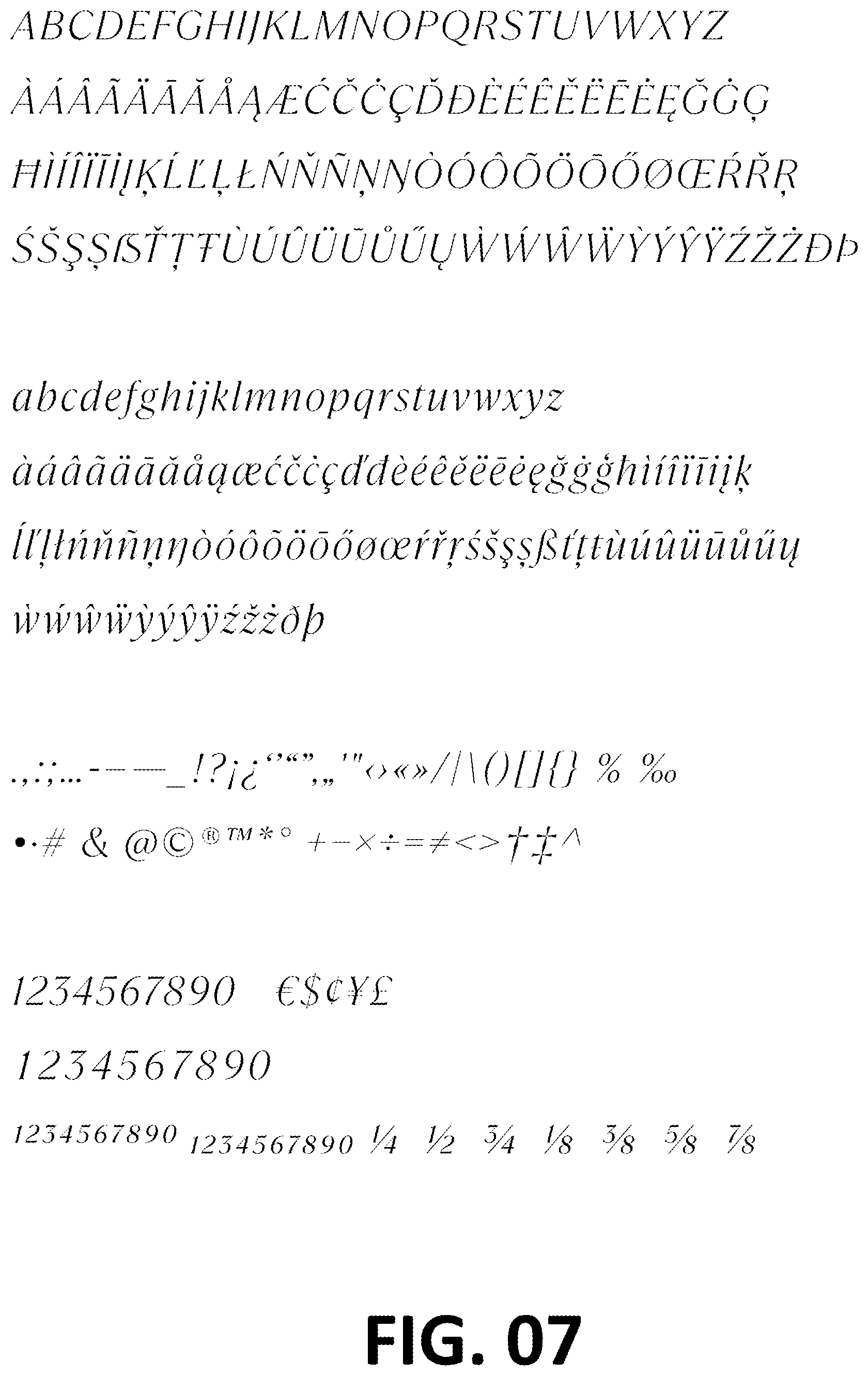 Patent USD1101030 Figure 7 – Typeface or type font