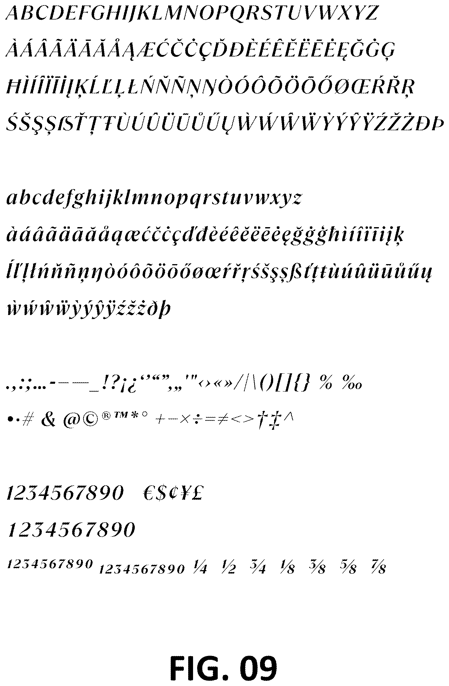 Patent USD1101030 Figure 9 – Typeface or type font