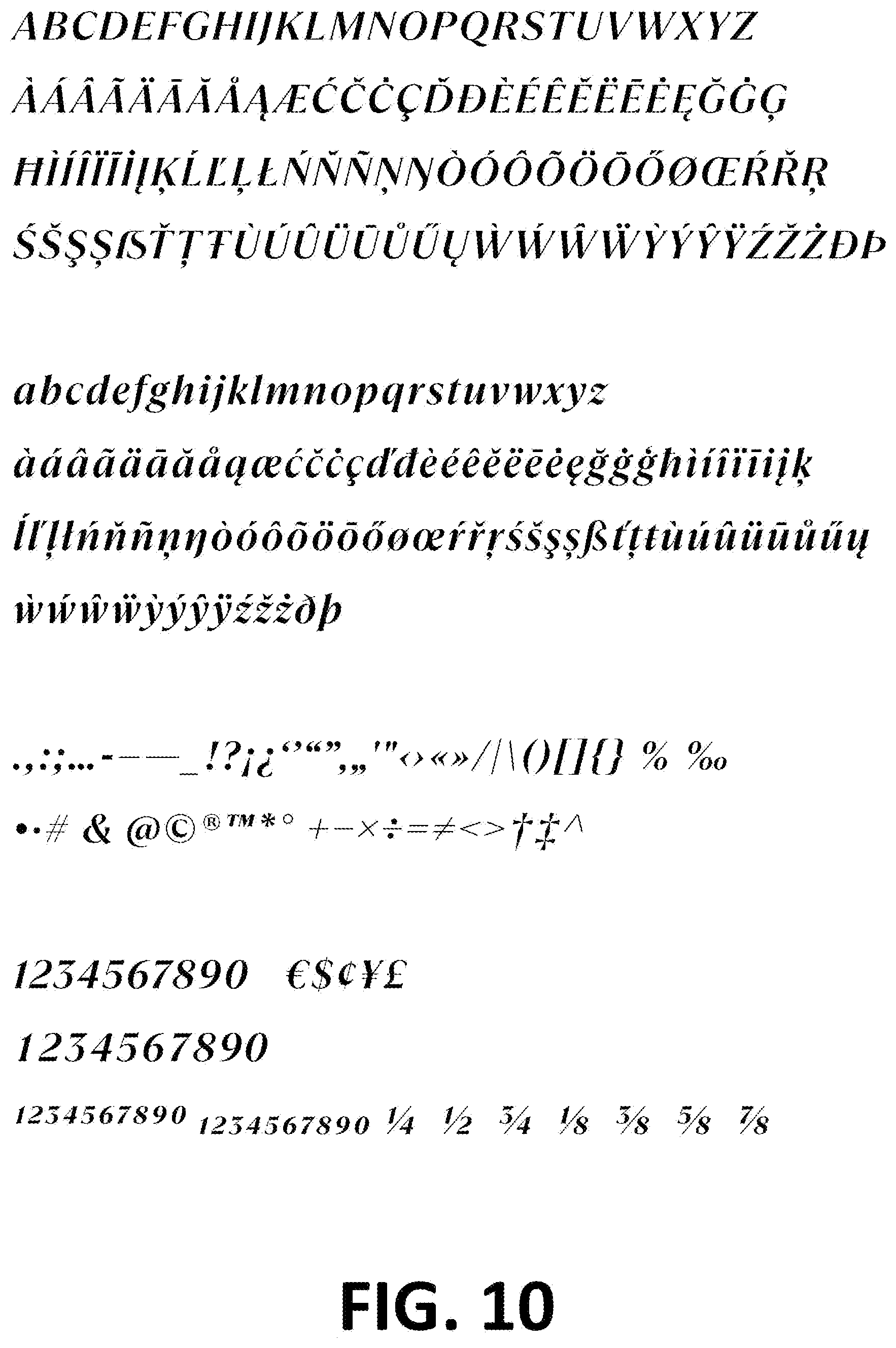 Patent USD1101030 Figure 10 – Typeface or type font