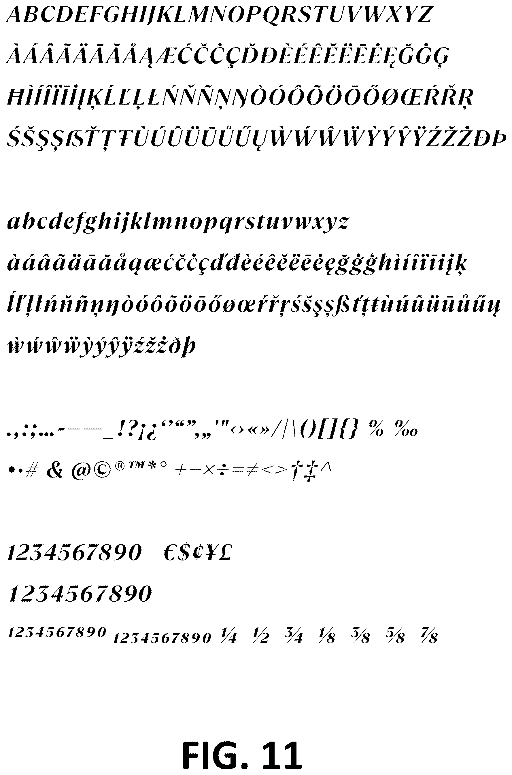 Patent USD1101030 Figure 11 – Typeface or type font