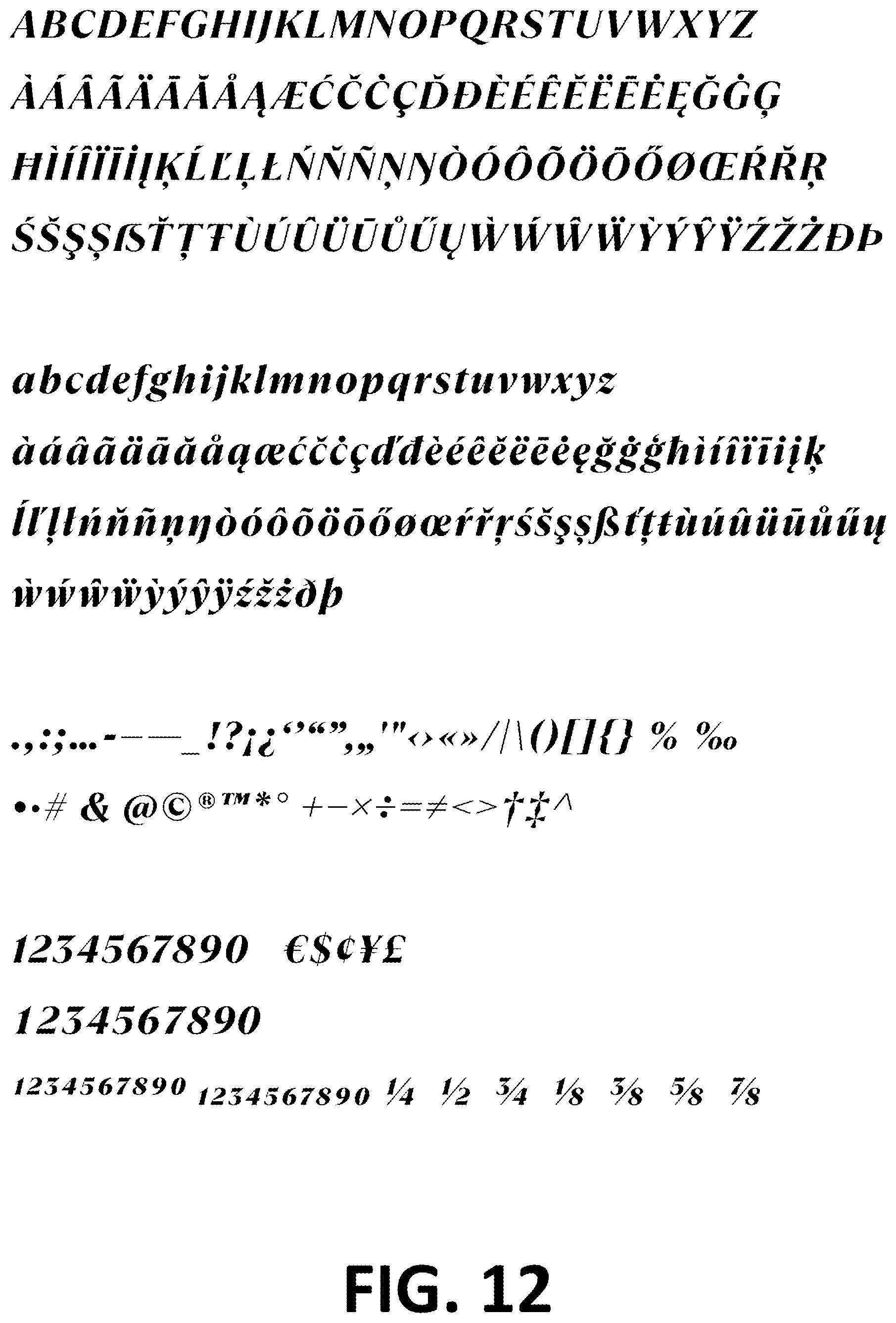 Patent USD1101030 Figure 12 – Typeface or type font