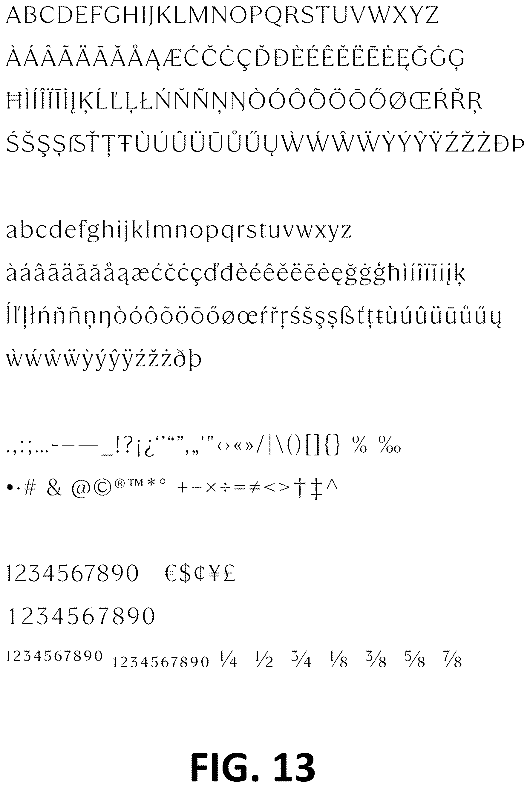 Patent USD1101030 Figure 13 – Typeface or type font