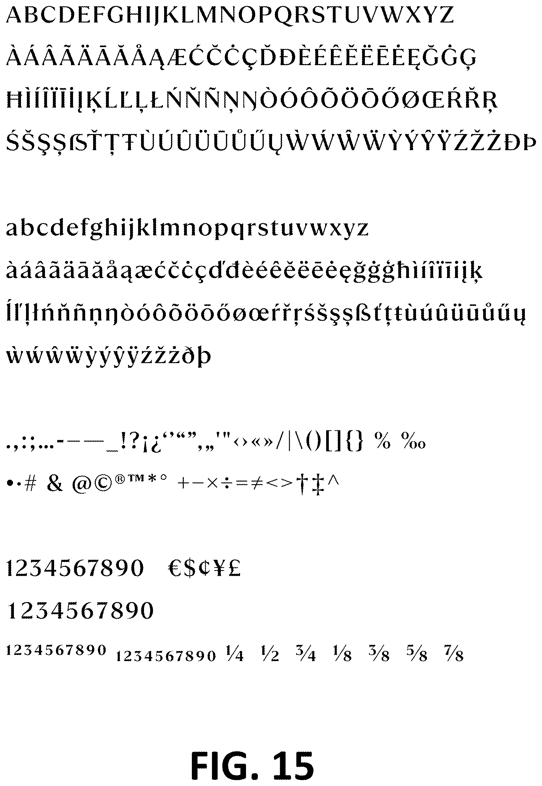 Patent USD1101030 Figure 15 – Typeface or type font