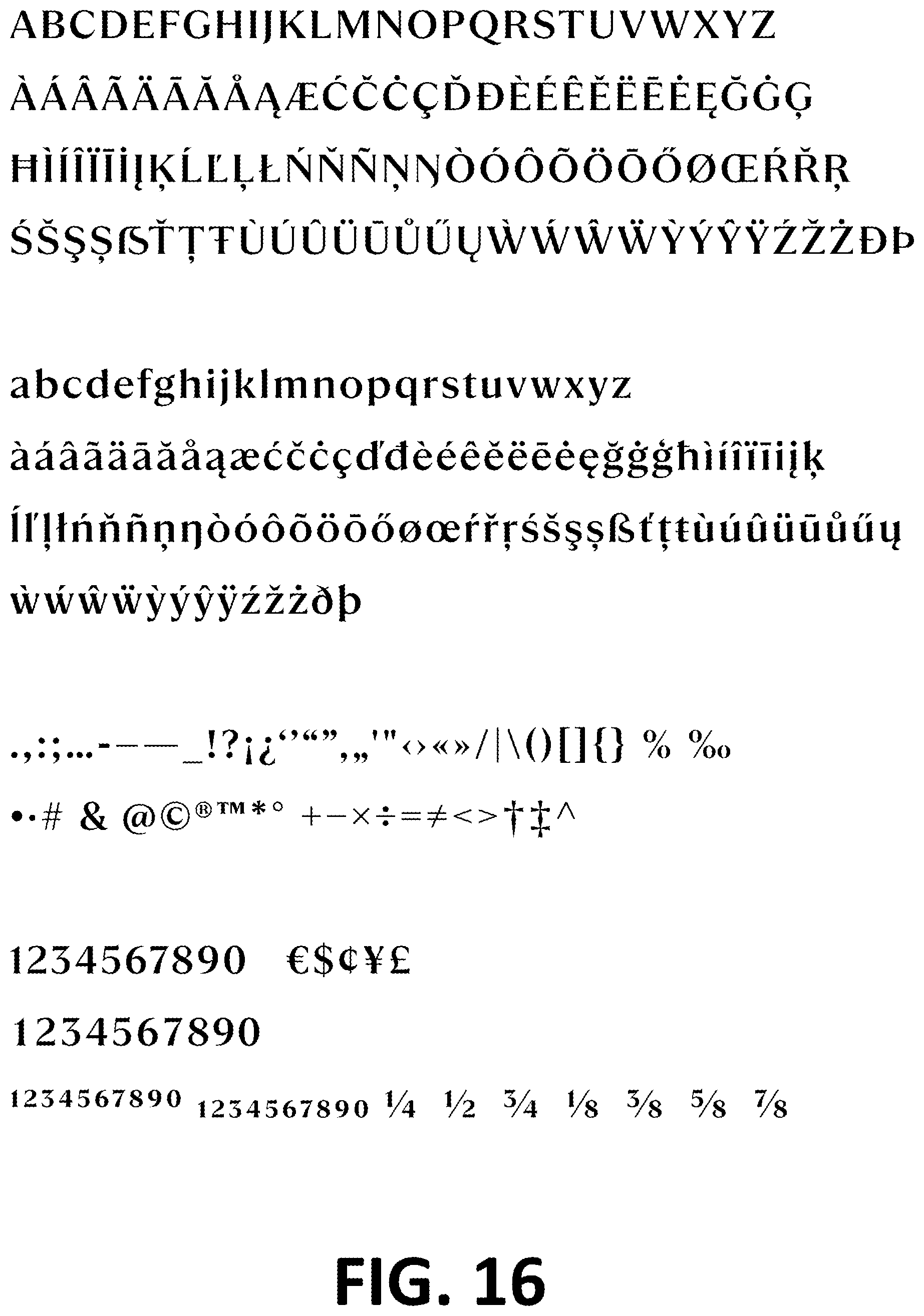Patent USD1101030 Figure 16 – Typeface or type font