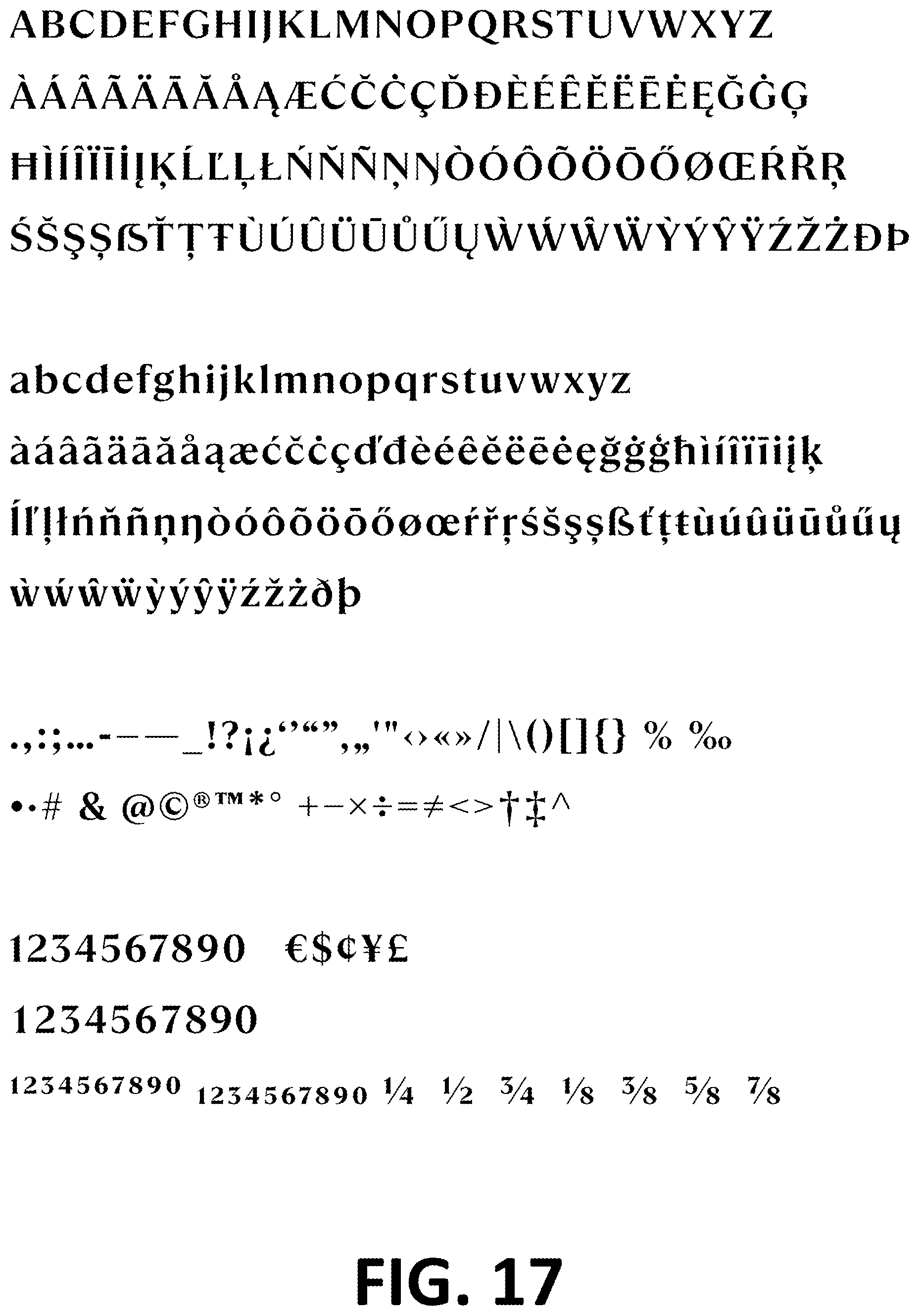 Patent USD1101030 Figure 17 – Typeface or type font