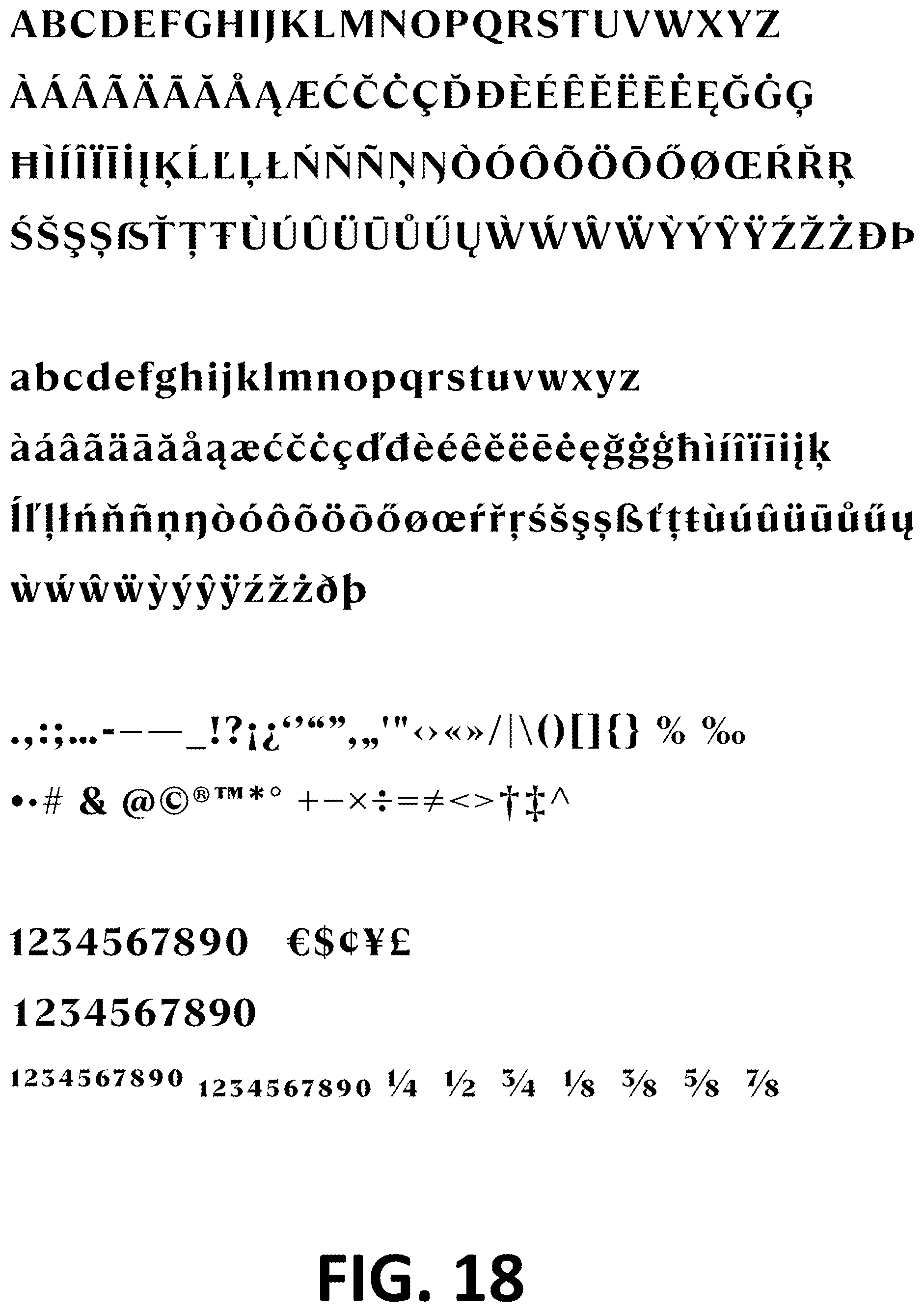 Patent USD1101030 Figure 18 – Typeface or type font