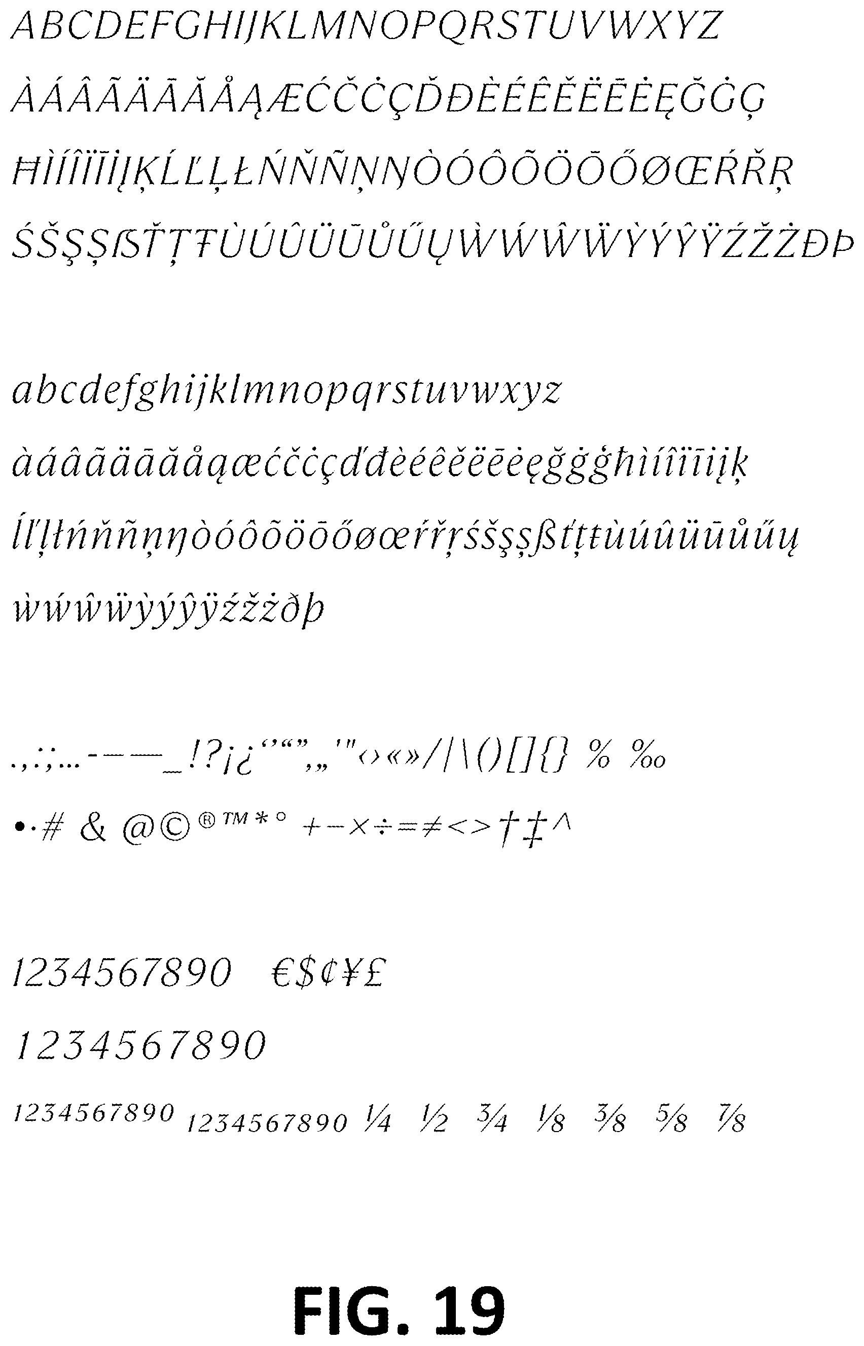 Patent USD1101030 Figure 19 – Typeface or type font