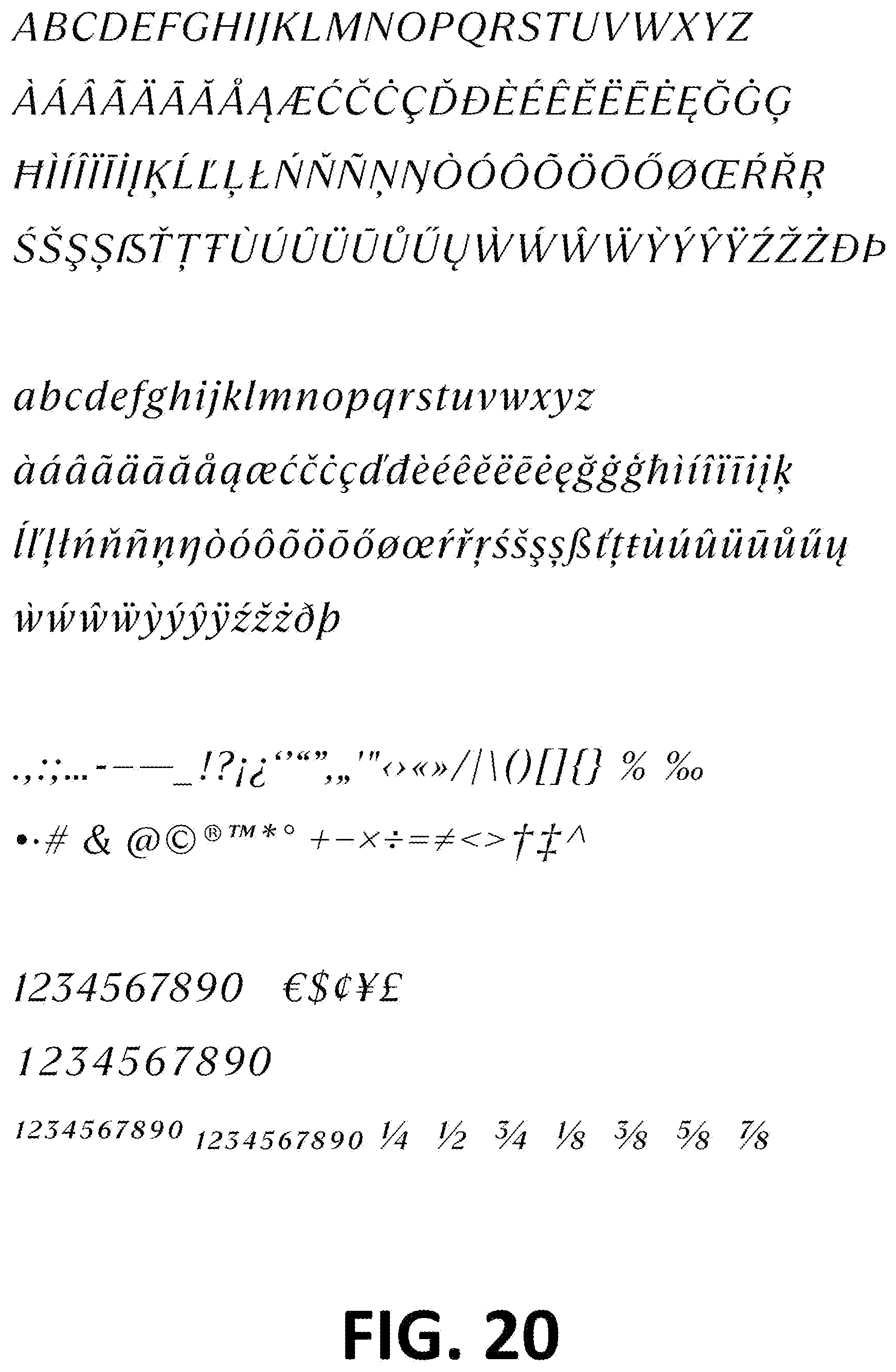 Patent USD1101030 Figure 20 – Typeface or type font