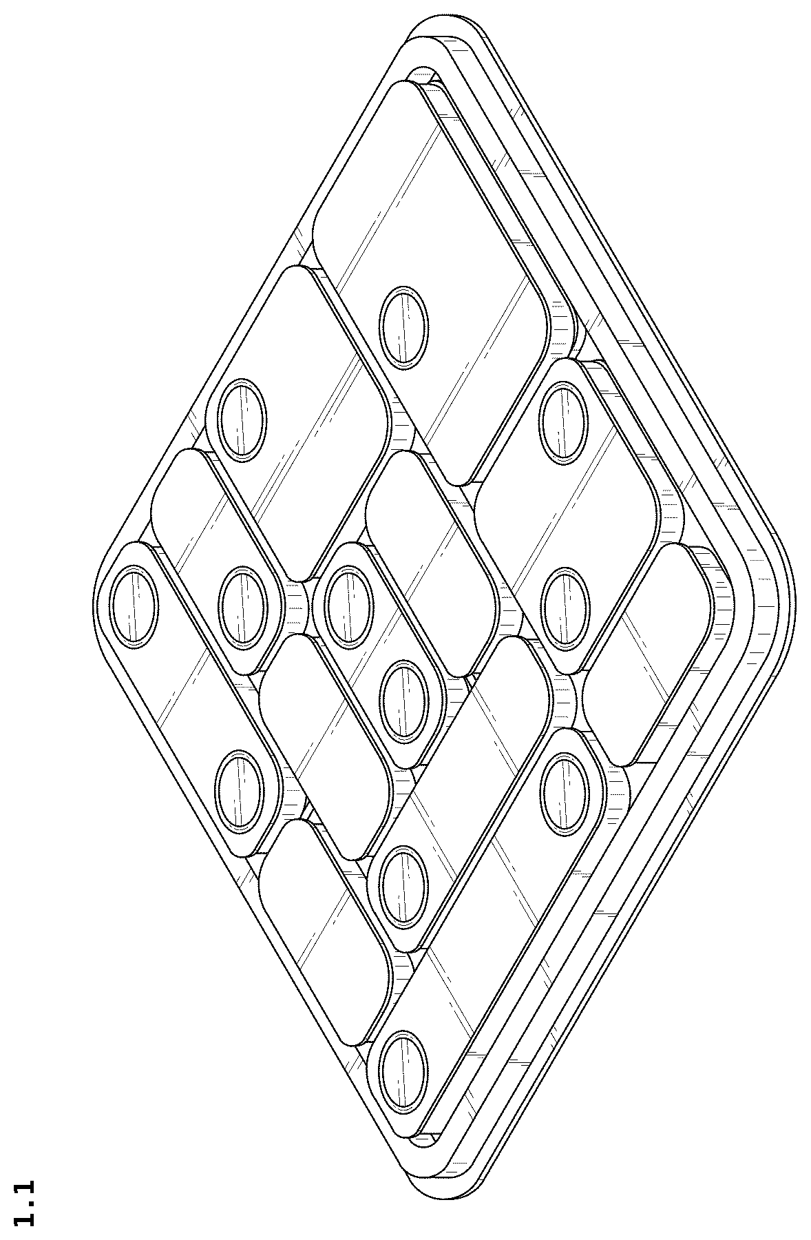 Patent USD1101049 Figure 1 – Combined game board with set of game pieces