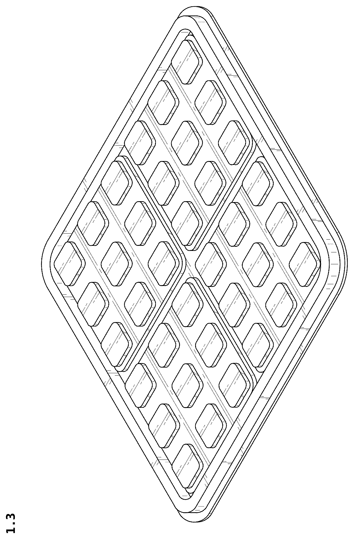 Patent USD1101049 Figure 3 – Combined game board with set of game pieces