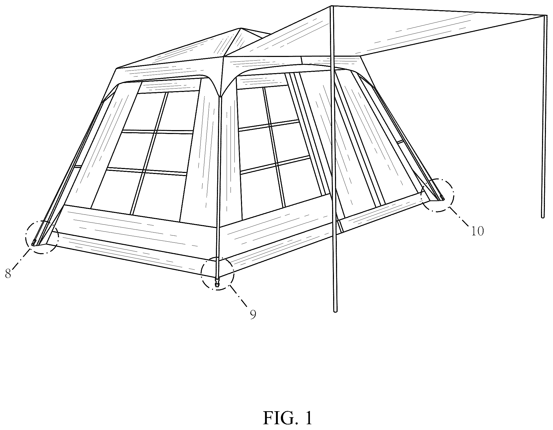 Patent USD1101087 Figure 1 – Tent