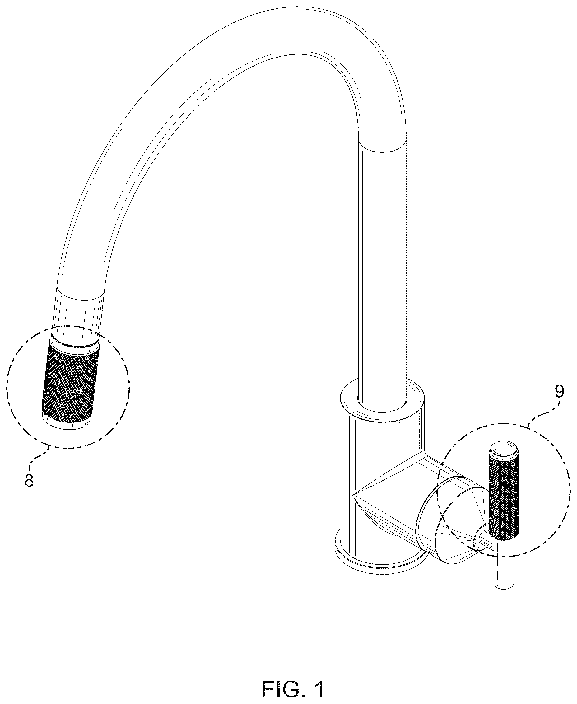 Patent USD1101107 Figure 1 – Faucet