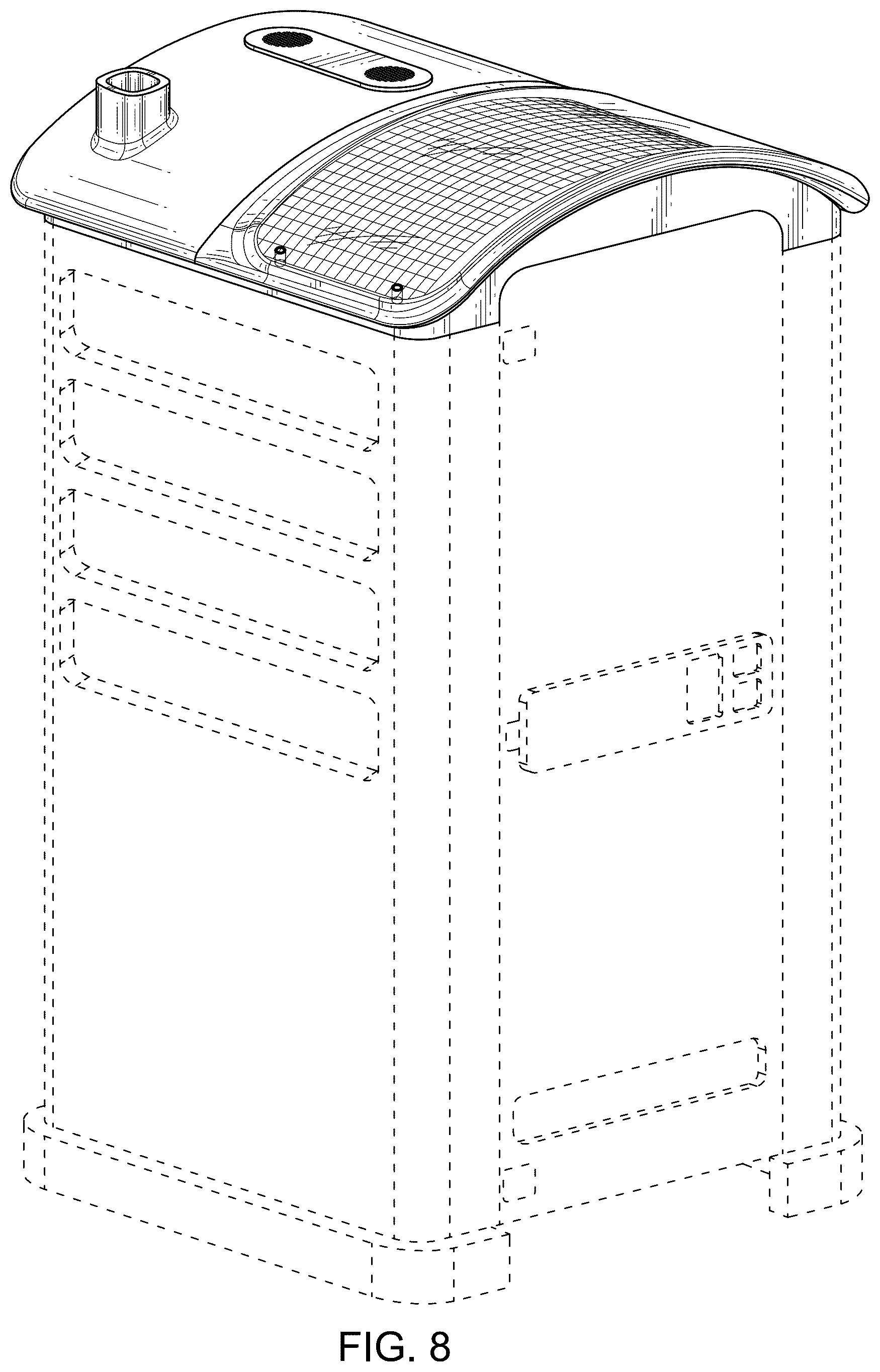 Patent USD1101195 Figure 8 – Roof with integrated solar panel