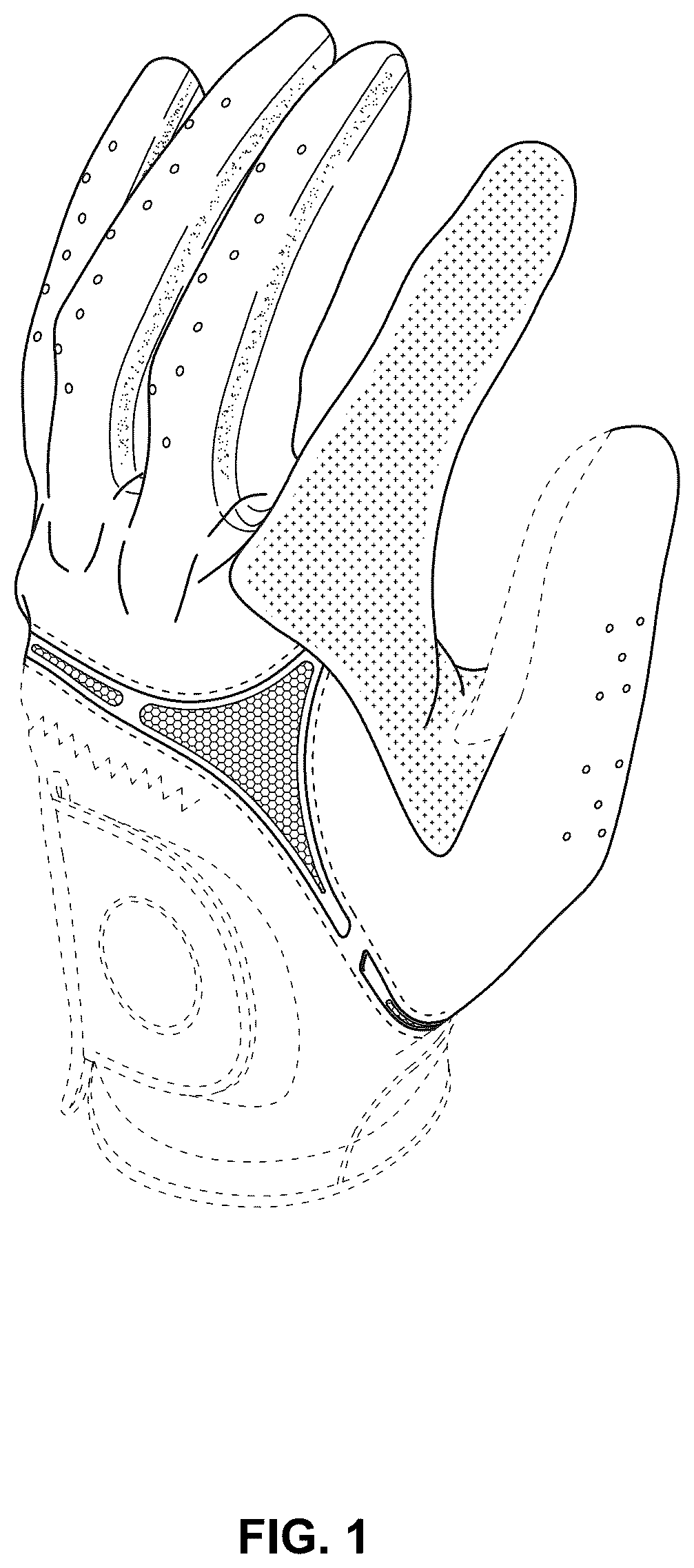 Patent USD1101288 Figure 1 – Golf glove