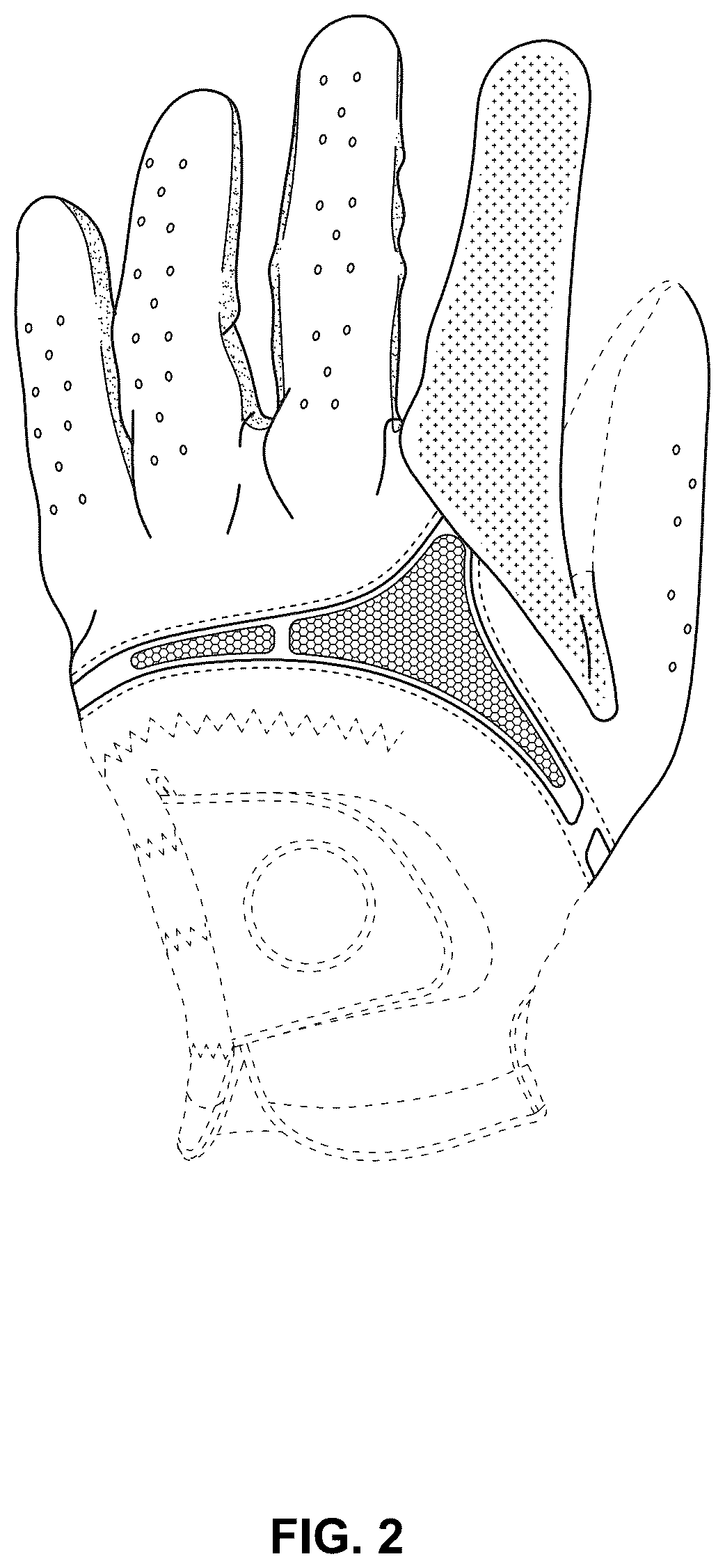 Patent USD1101288 Figure 2 – Golf glove