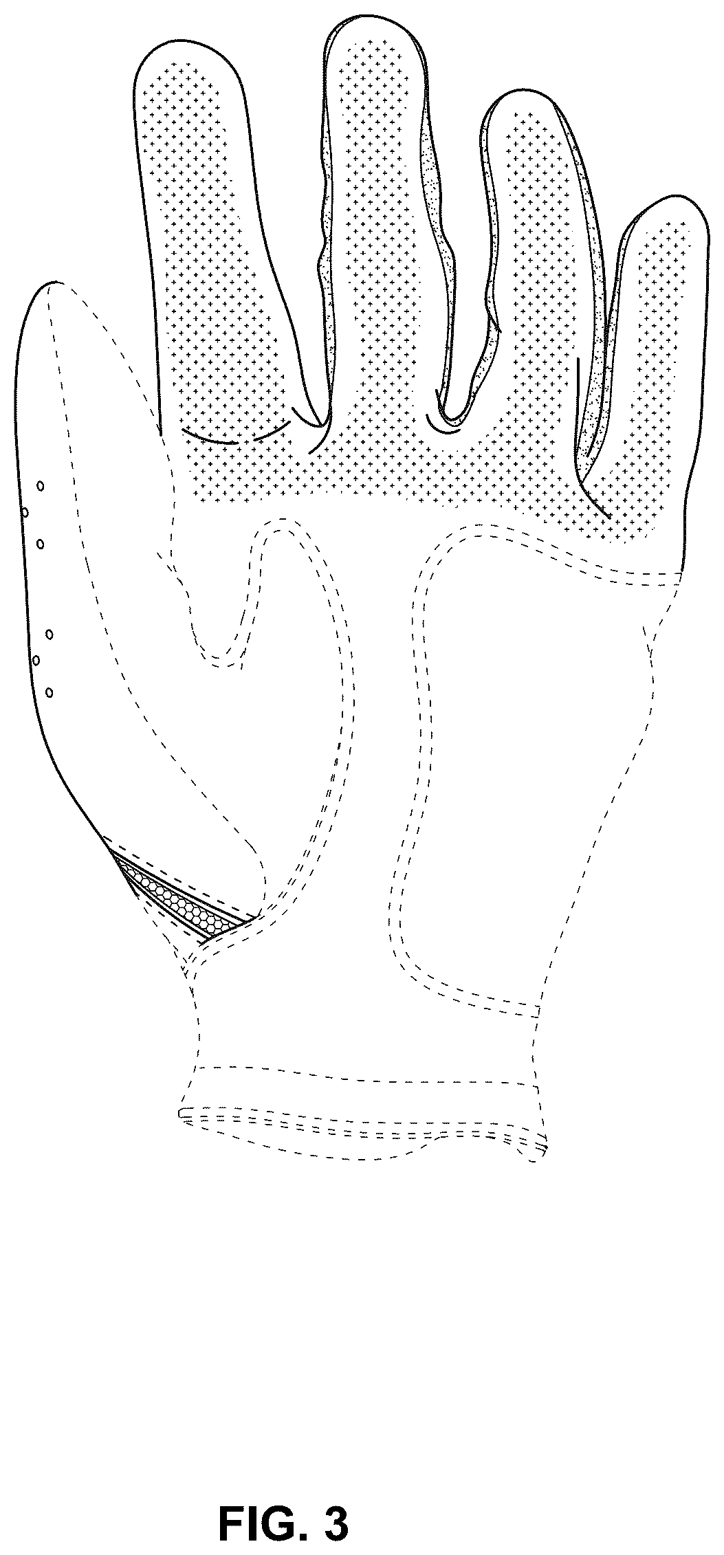 Patent USD1101288 Figure 3 – Golf glove