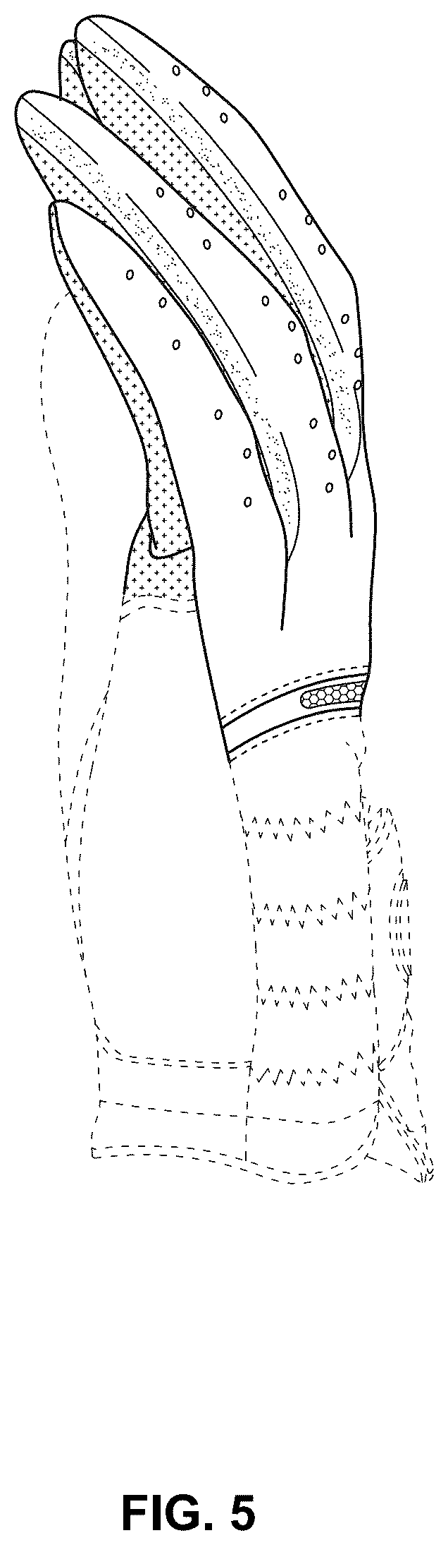 Patent USD1101288 Figure 5 – Golf glove