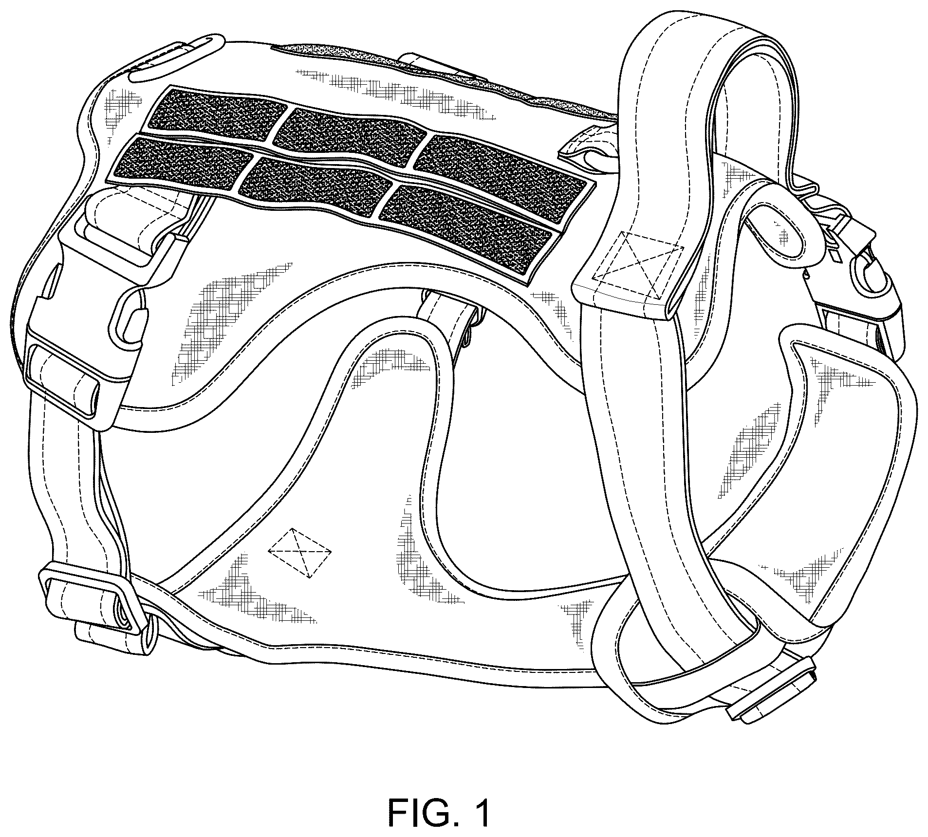 Patent USD1101298 Figure 1 – Tactical dog harness