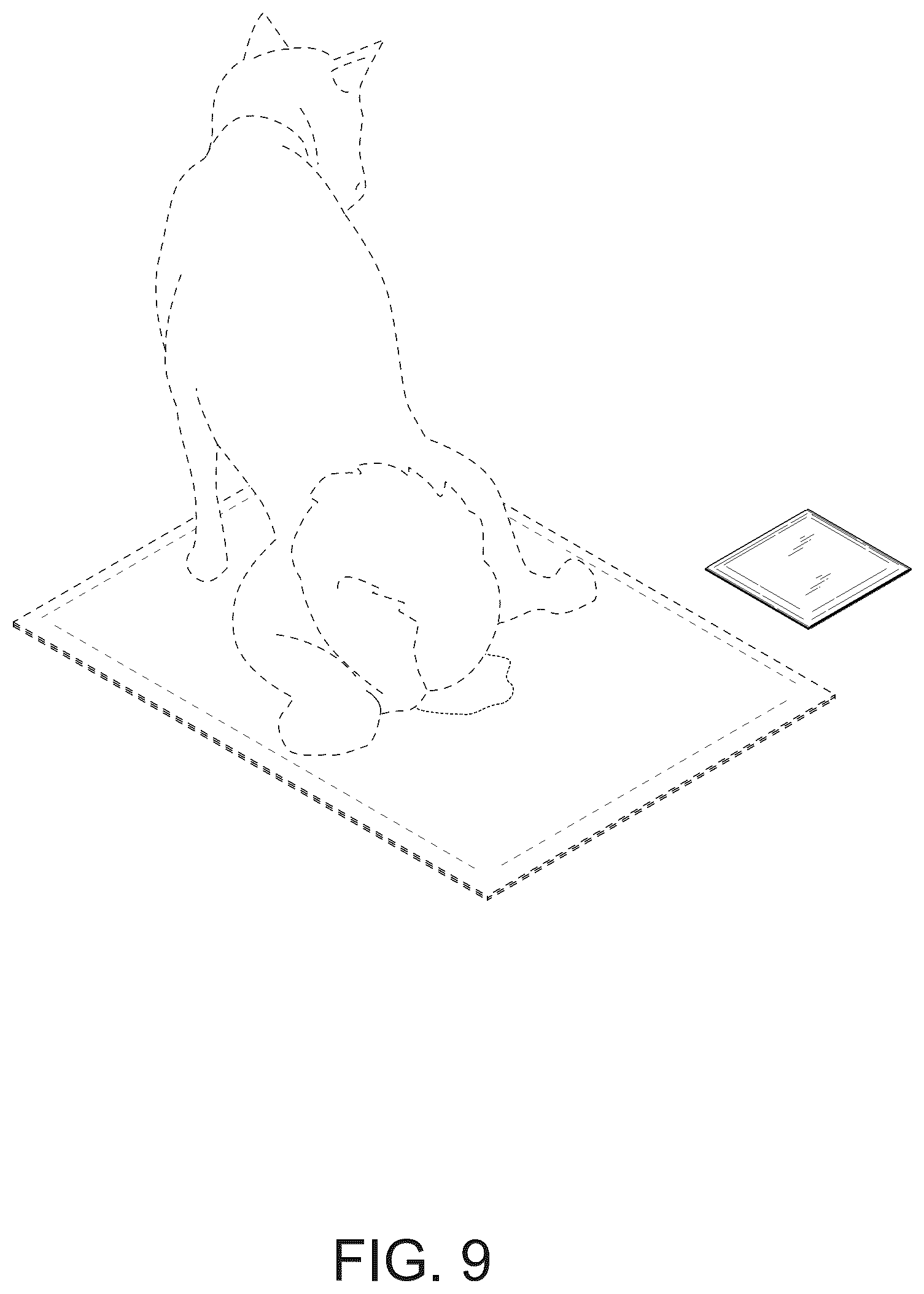 Patent USD1101313 Figure 9 – Adhesive pad for pet urine absorption sheet