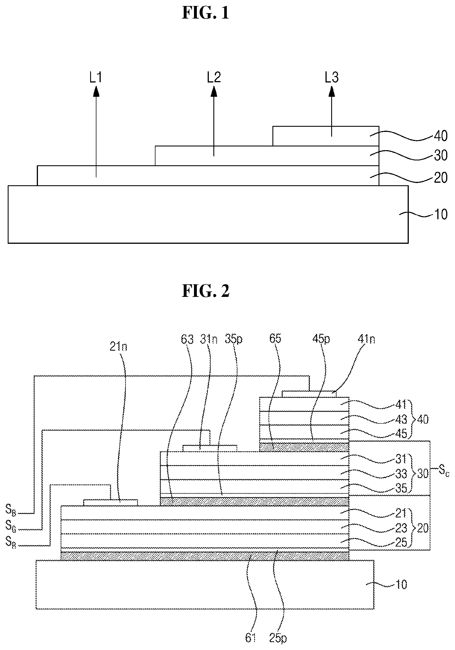Patent USRE050439 Figure 1 – Display device having light emitting stacked structure
