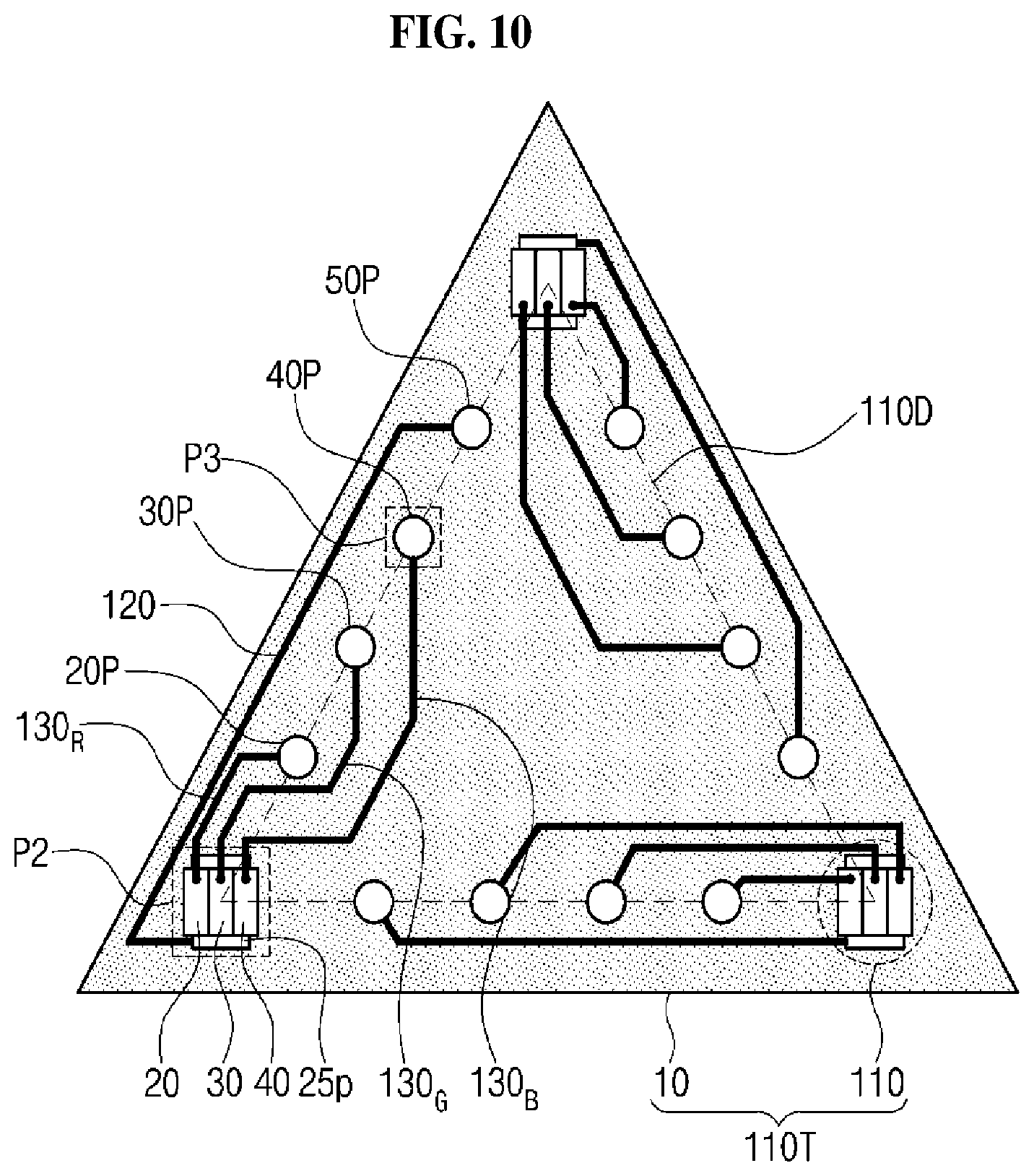 Patent USRE050439 Figure 7 – Display device having light emitting stacked structure
