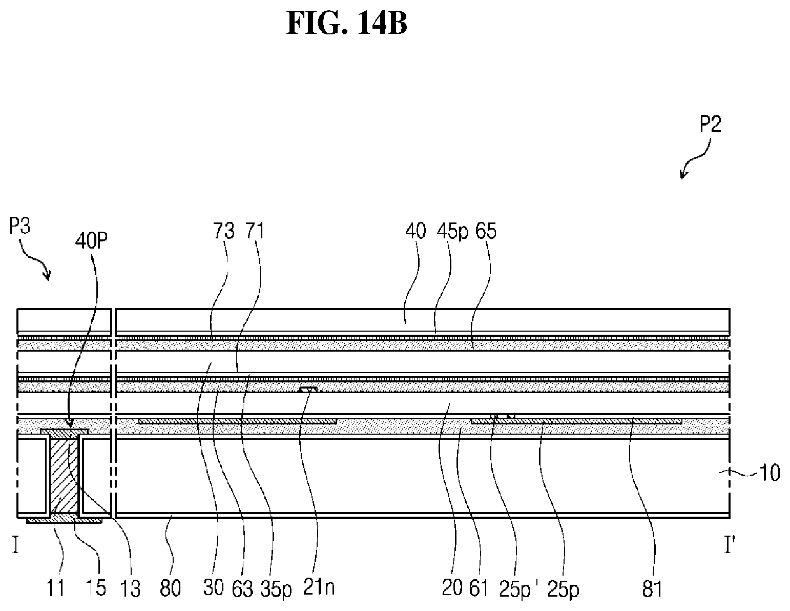 Patent USRE050439 Figure 12 – Display device having light emitting stacked structure
