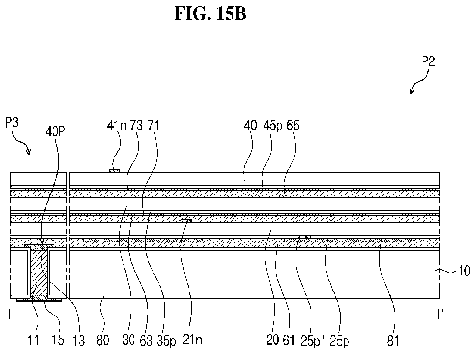 Patent USRE050439 Figure 14 – Display device having light emitting stacked structure