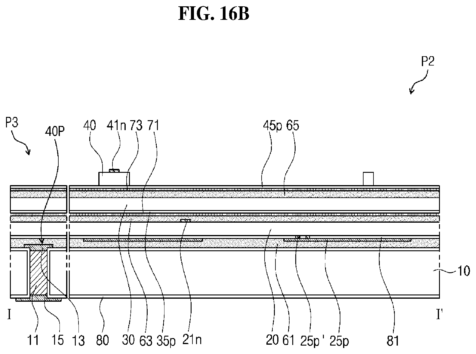 Patent USRE050439 Figure 16 – Display device having light emitting stacked structure