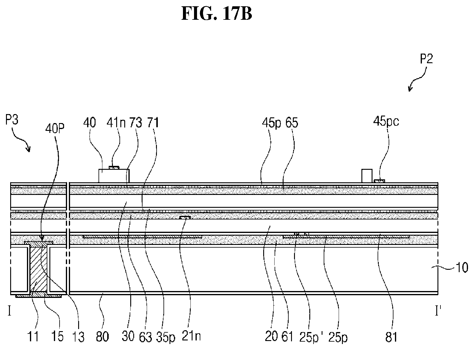 Patent USRE050439 Figure 18 – Display device having light emitting stacked structure